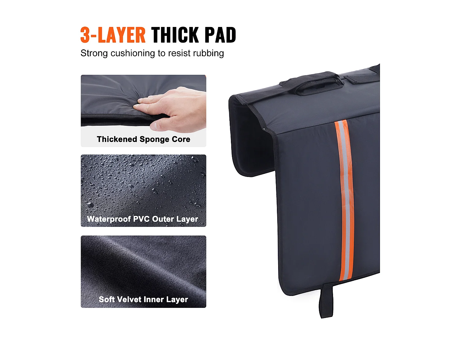 Beschermkussen SucceBuy voor Achterklep 157x93 cm Fietsendrager Achterklepkussen van PVC en Schuim Hoes ter Bescherming voor Achterklep van Pick-up 6 Riemen