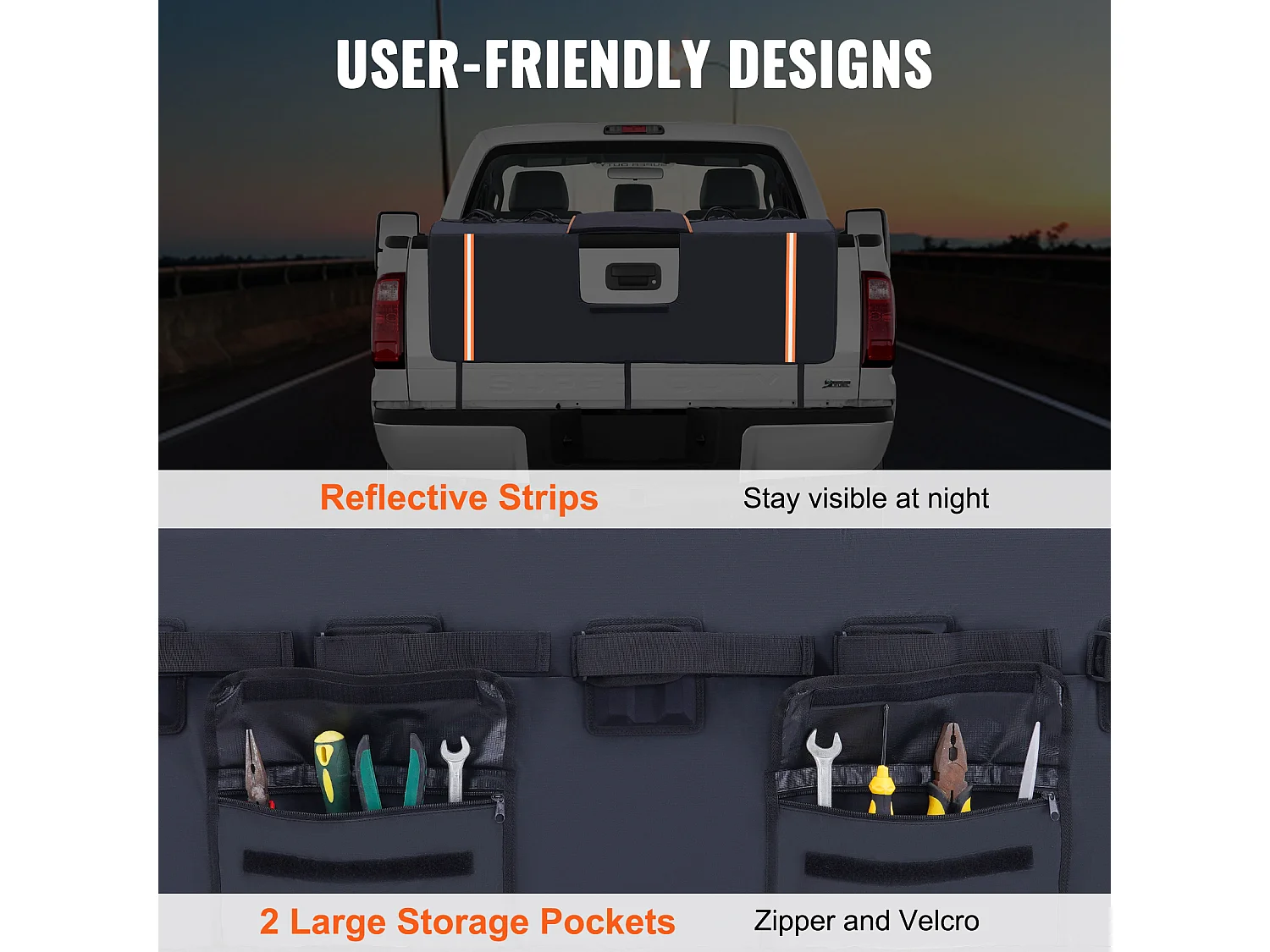 Beschermkussen SucceBuy voor Achterklep 157x93 cm Fietsendrager Achterklepkussen van PVC en Schuim Hoes ter Bescherming voor Achterklep van Pick-up 6 Riemen