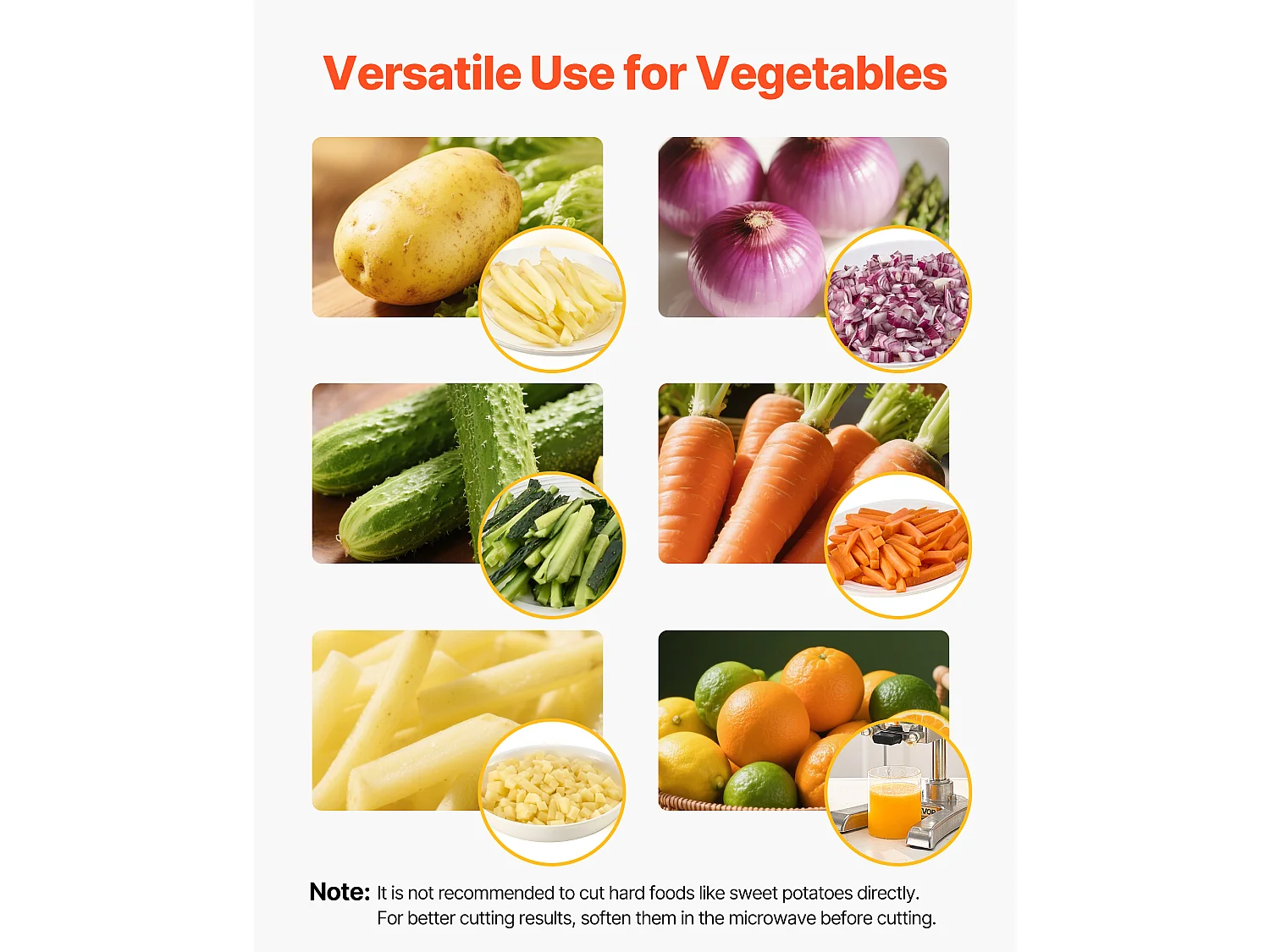 Coupe-Frites Pomme SucceBuy de Terre Professionnel Manuel, Coupe-Légumes et Fruits Multifonction, avec 3 Lames de Rechange 12,7/9,5/6,4 mm et 1 Lame à Jus