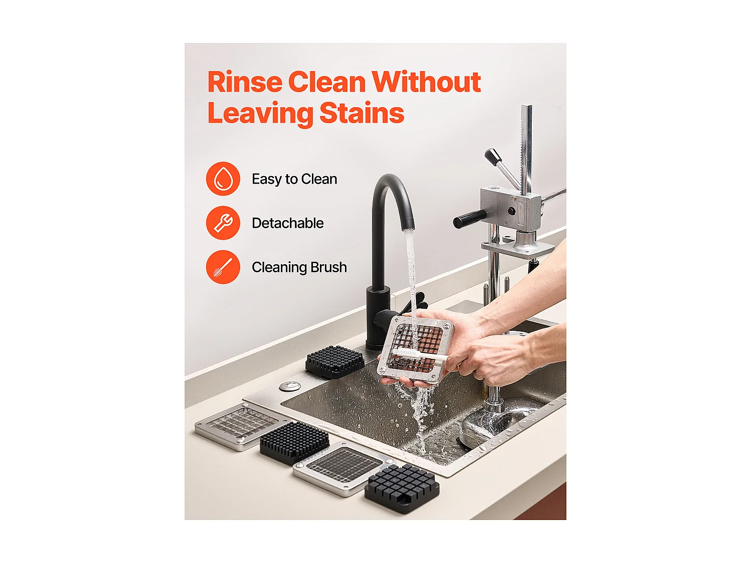 Coupe-Frites Pomme SucceBuy de Terre Professionnel Manuel, Coupe-Légumes et Fruits Multifonction, avec 3 Lames de Rechange 12,7 mm, 9,5 mm, 6,4 mm