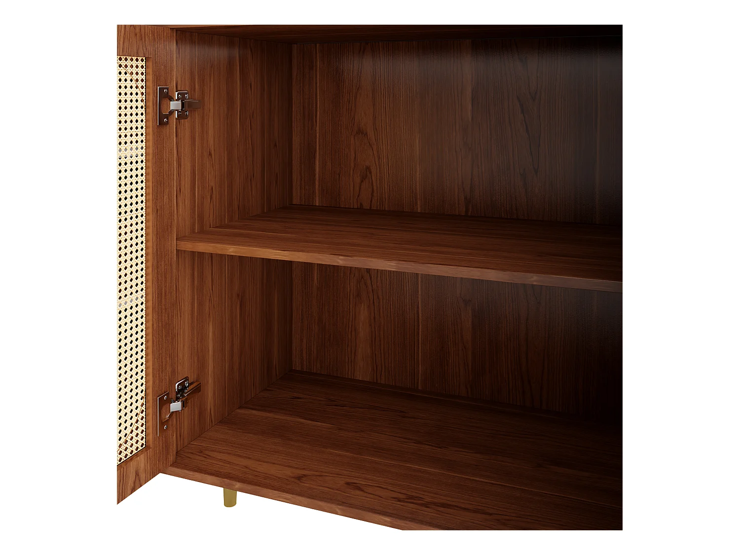 Buffet marron - Buffet avec 6 tiroirs et 2 portes - design artisanal en rotin