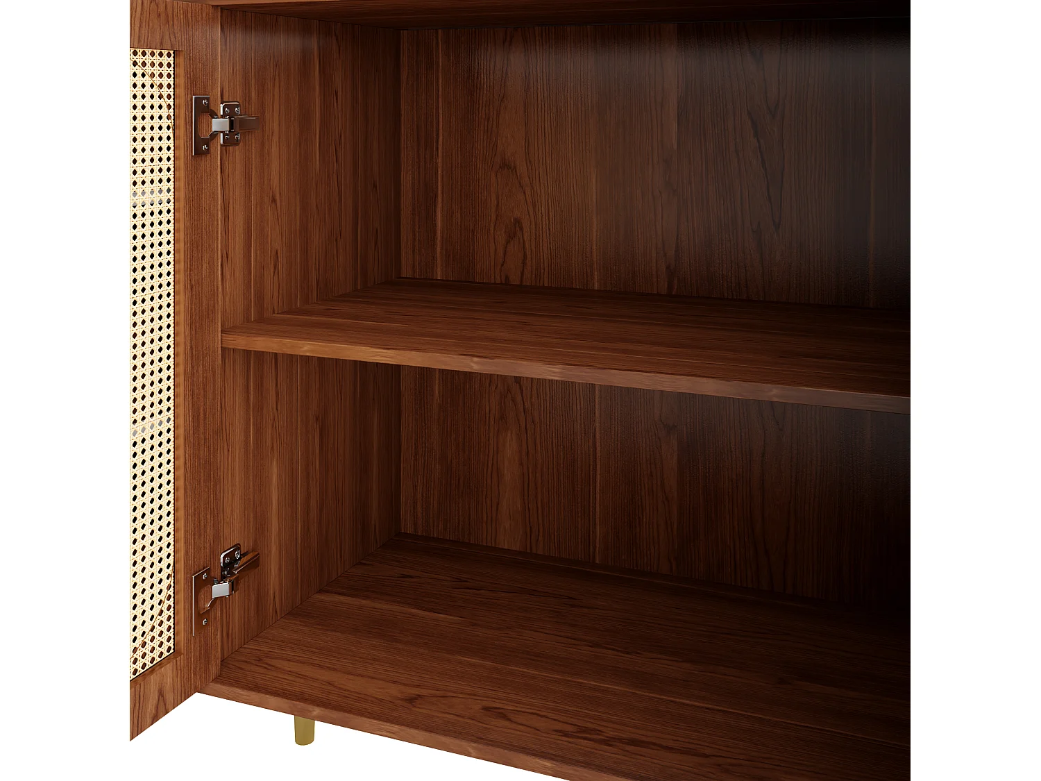 Buffet marron - Buffet avec 6 tiroirs et 2 portes - design artisanal en rotin