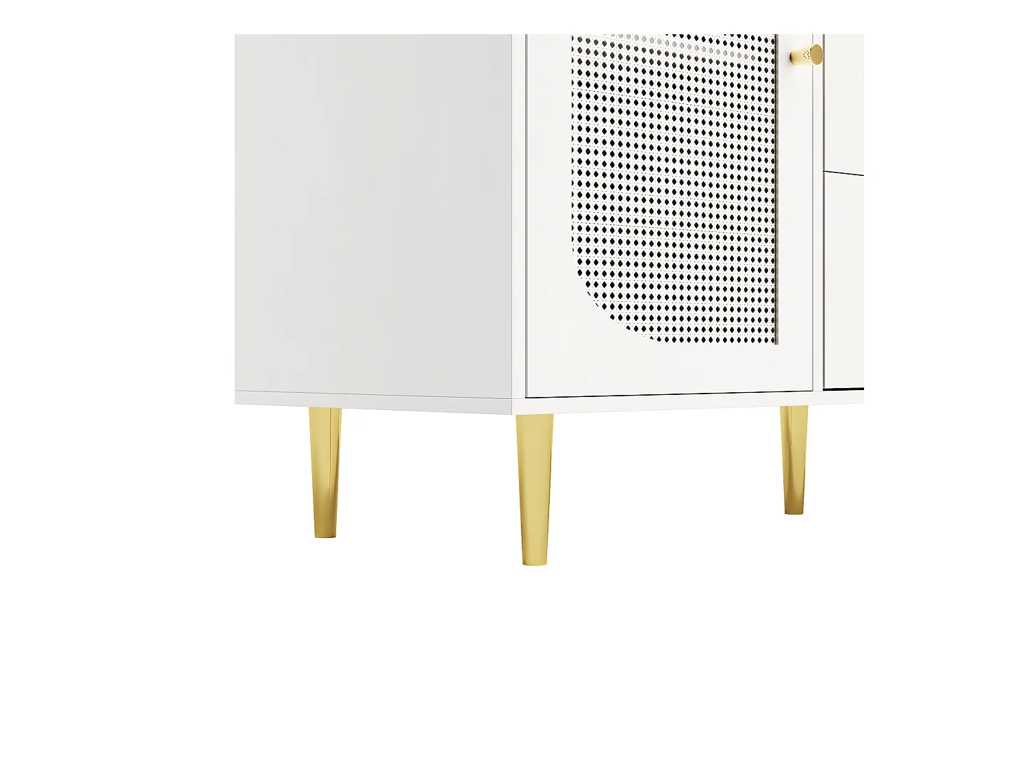 Buffet blanc - Buffet avec 3 tiroirs et 2 portes - portes en résine tressée