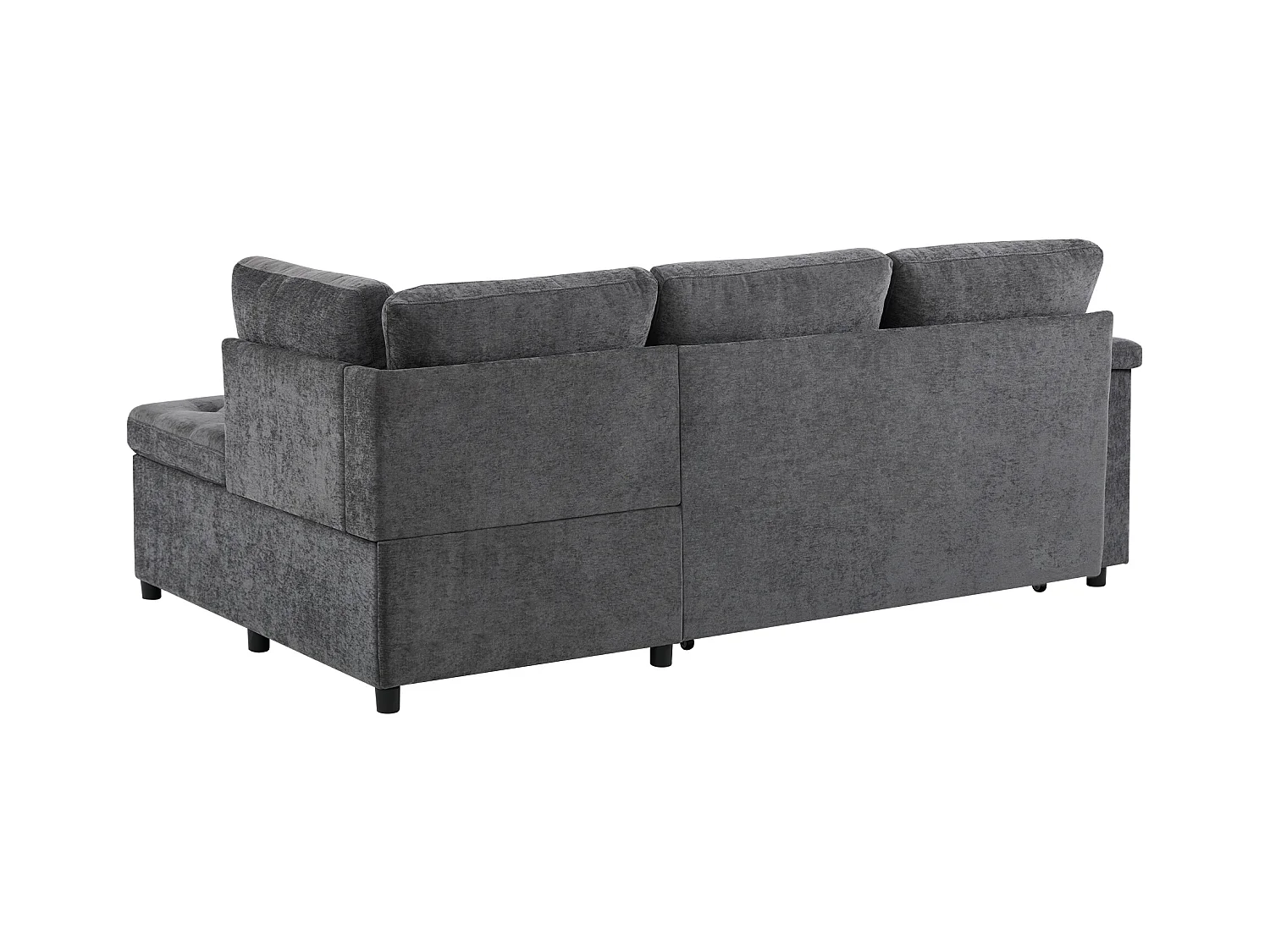 Canapé 3 places avec fonction couchage - Canapé d'angle avec deux coussins et accoudoir - avec rangement - chenille gris