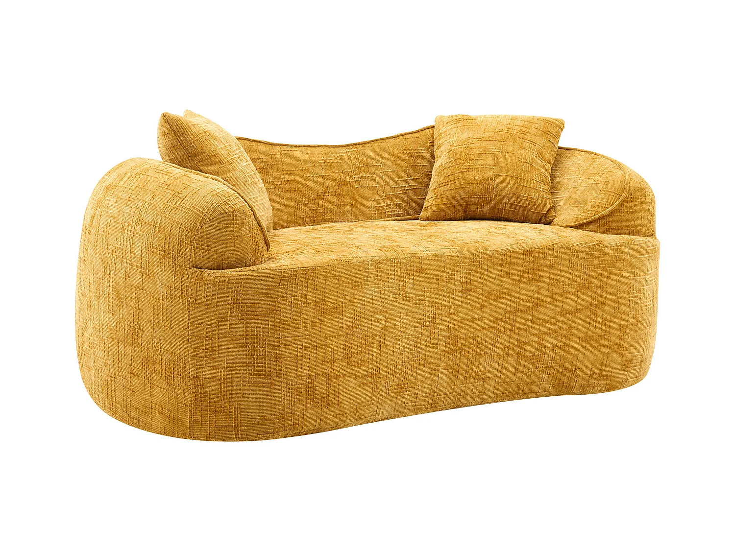 Canapé 2 places jaune - Canapé droit avec 2 coussins et accoudoirs - chenille