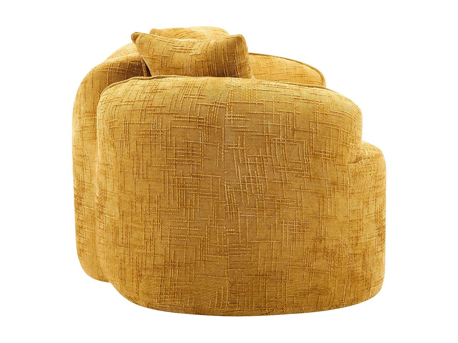 Żółta sofa 2-osobowa - sofa prosta z 2 poduszkami i podłokietnikami - szenil