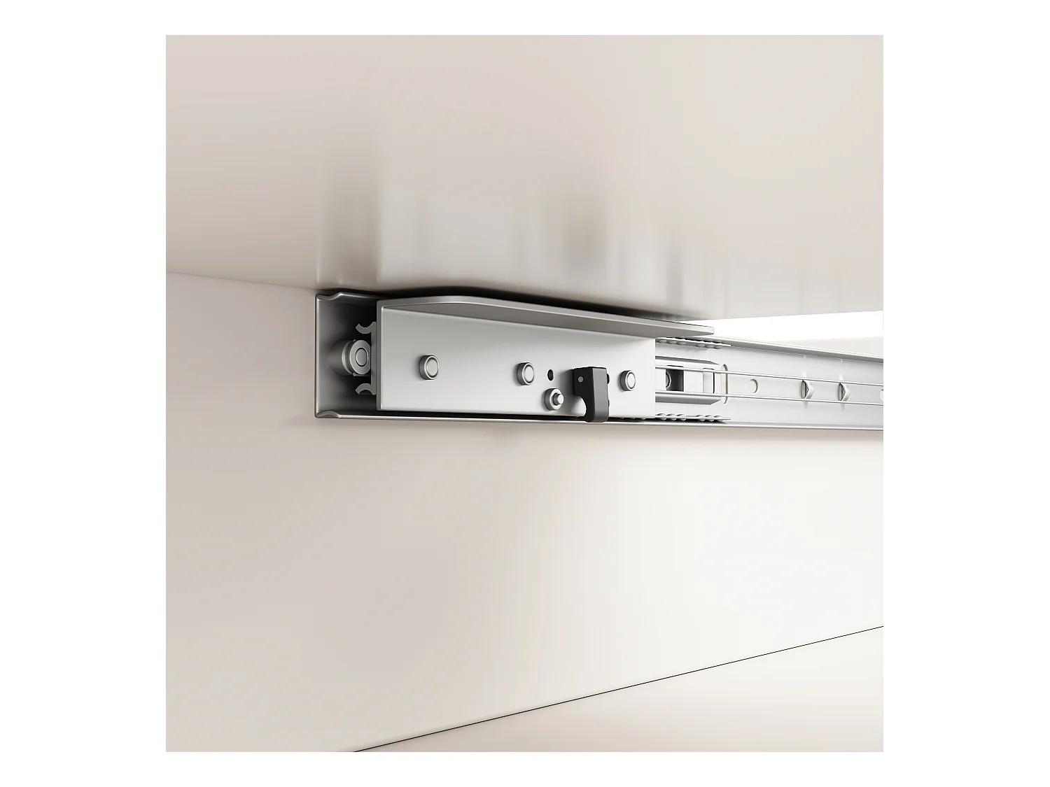 Table à manger extensible blanc - Table à manger avec trois compartiments de rangement et portes vitrées - rangement ouvert