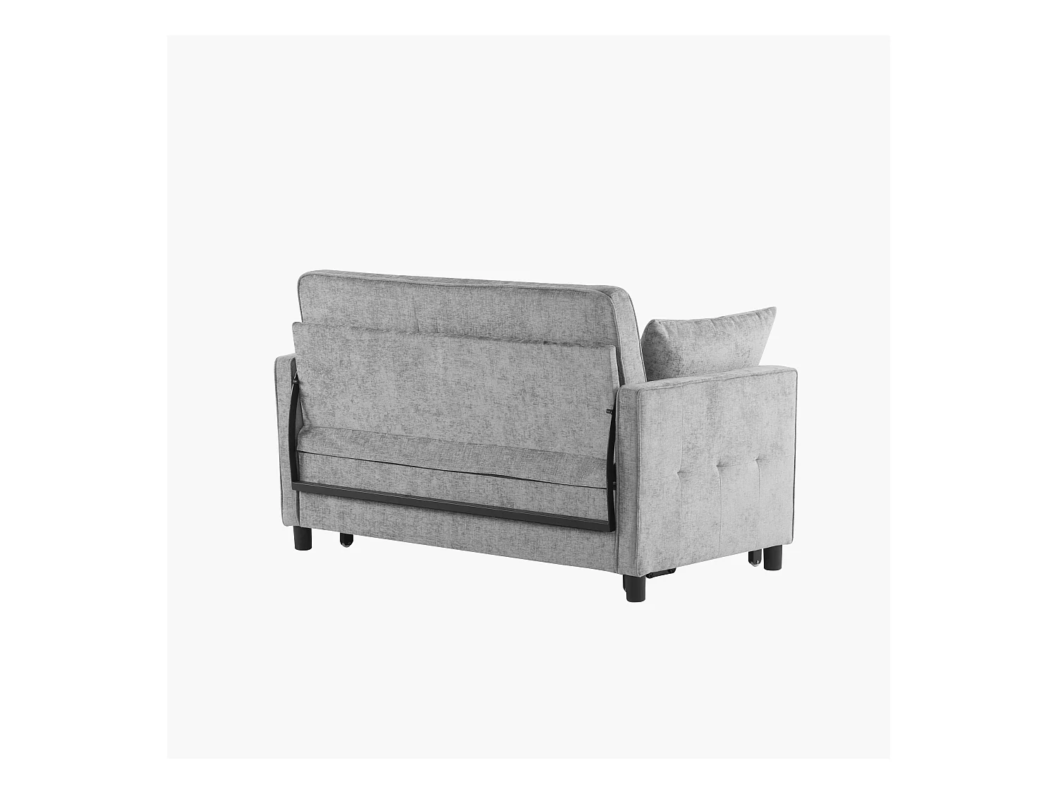 Sofá de 2 lugares cinza claro - Sofá de sala com encosto ajustável e função de cama retrátil - 2 almofadas e apoios de braços - chenille