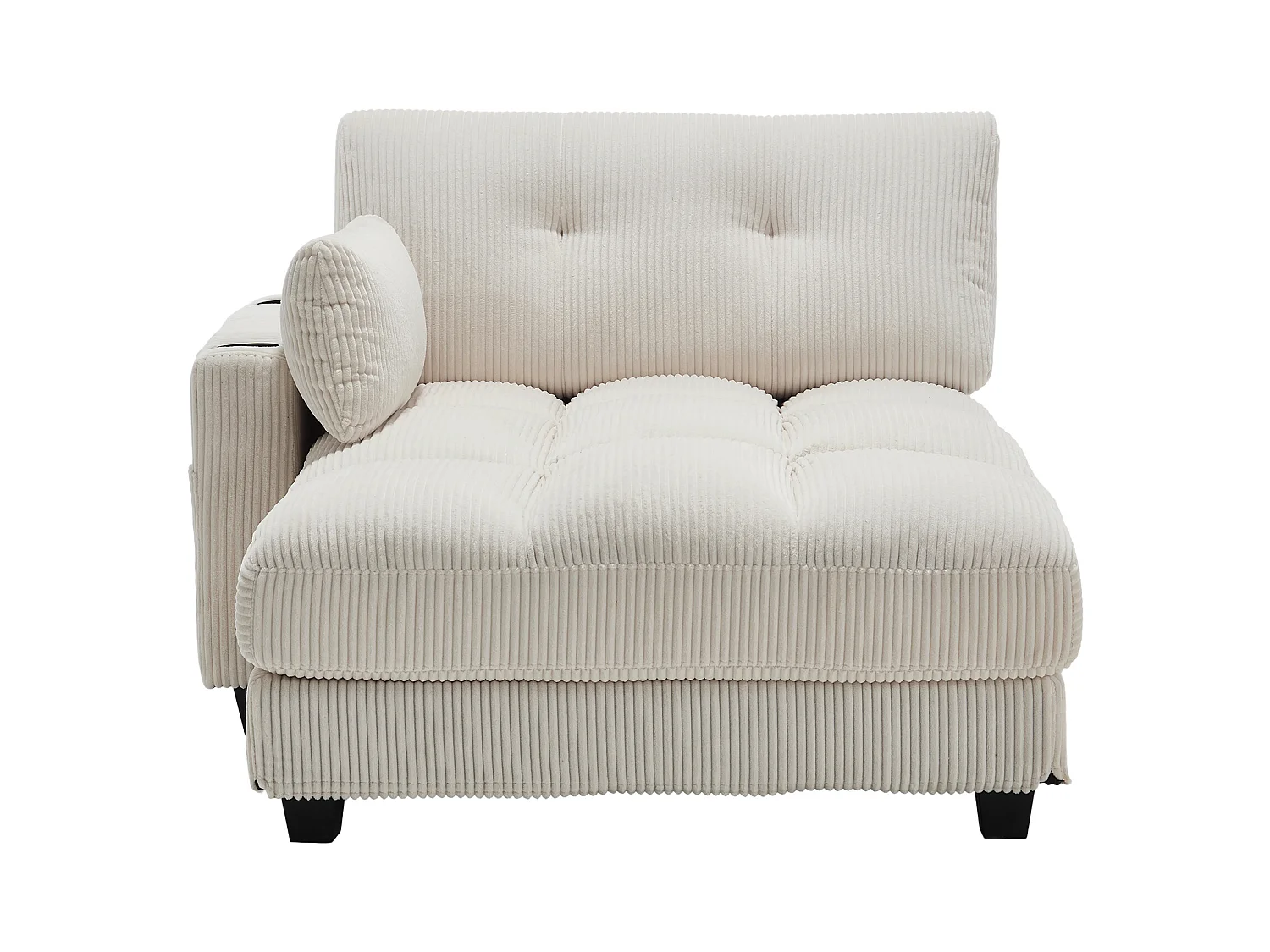 Canapé 1 place avec accoudoirs - Canapé relaxation avec 2 porte-gobelets et poches latérales - velours côtelé beige