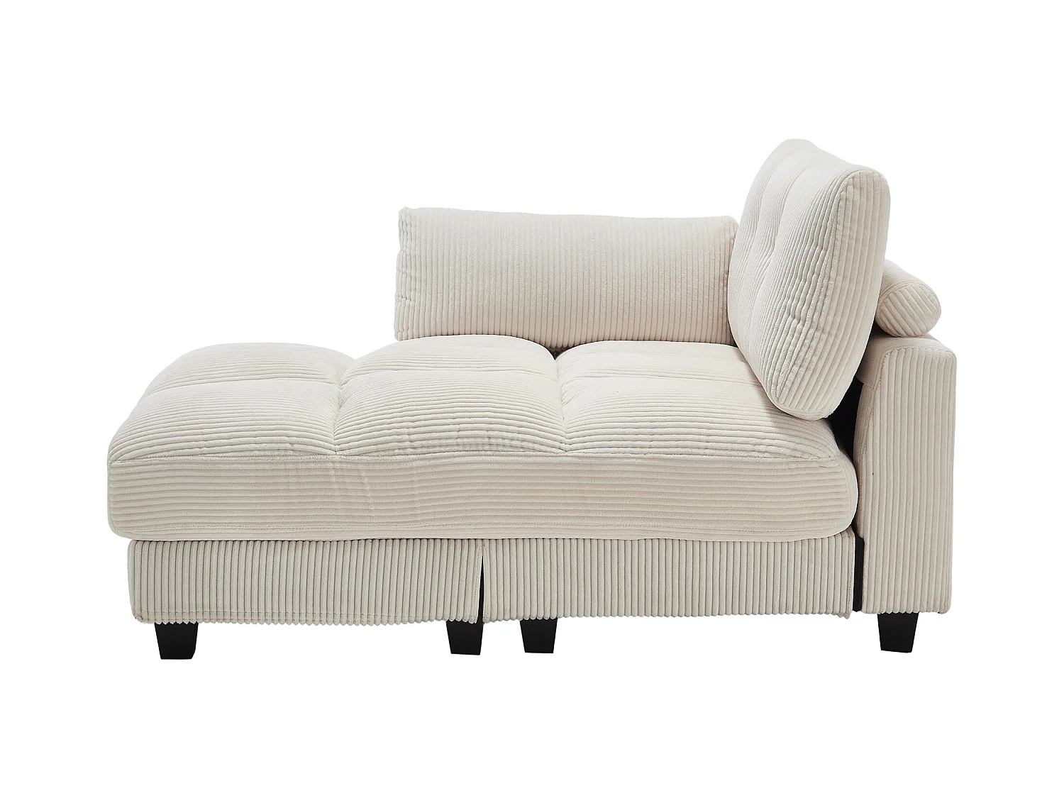 Canapé 1 place avec accoudoirs - Canapé relaxation avec 2 porte-gobelets et poches latérales - velours côtelé beige