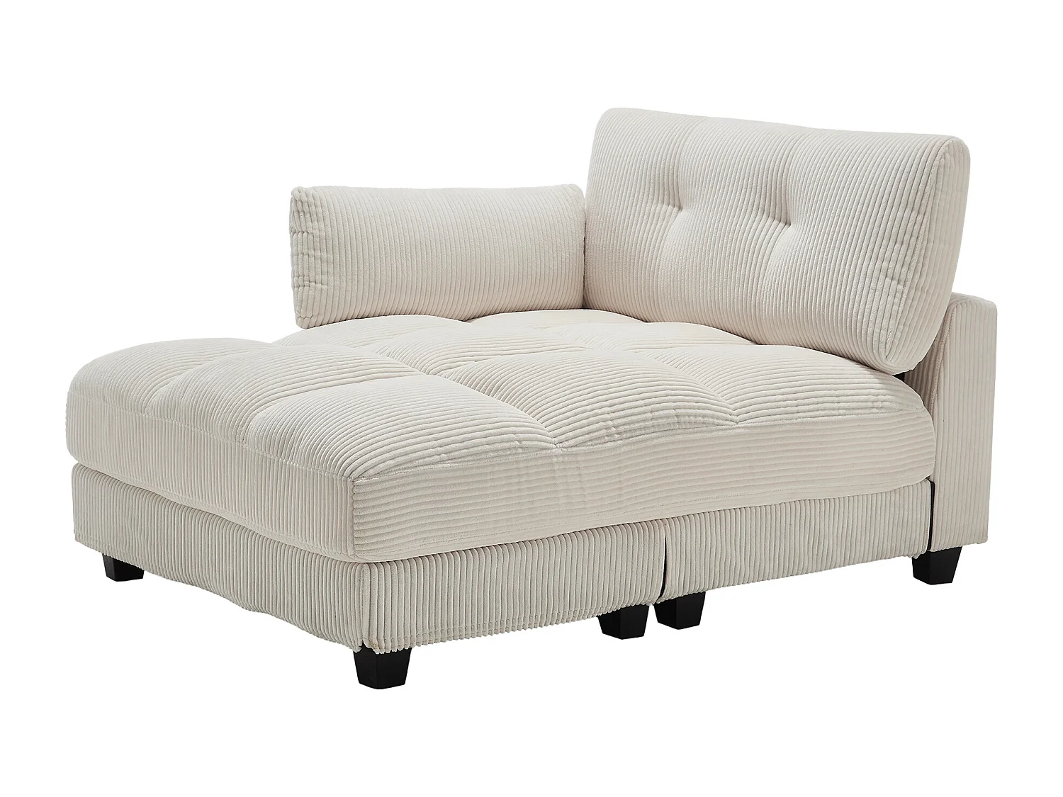 Canapé 1 place avec accoudoirs - Canapé relaxation avec 2 porte-gobelets et poches latérales - velours côtelé beige