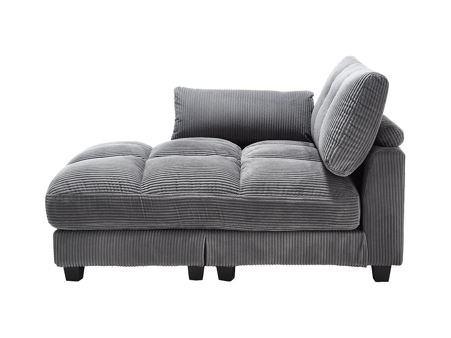 Canapé 1 place avec accoudoirs - Canapé relaxation avec 2 porte-gobelets et poches latérales - velours côtelé gris
