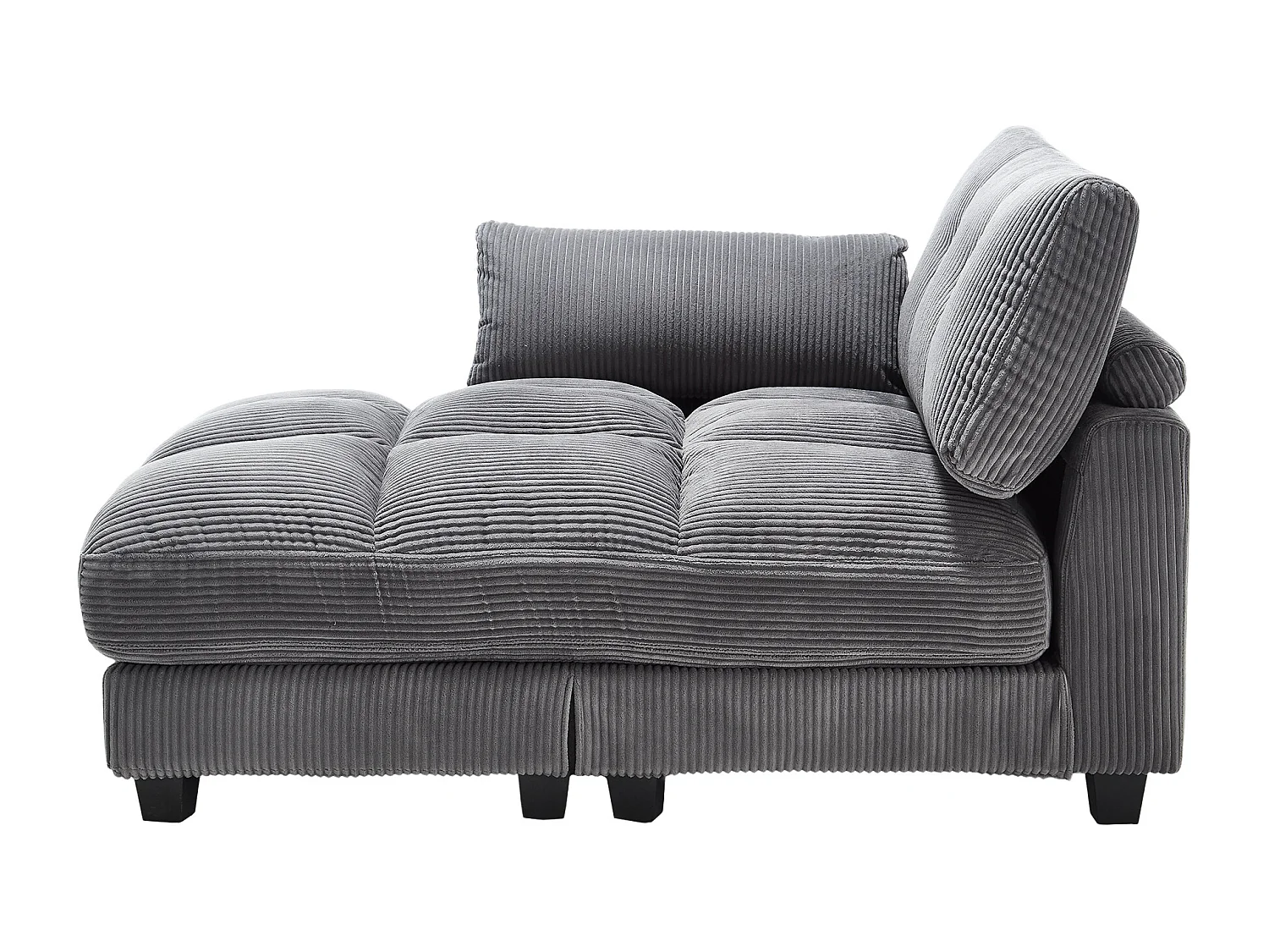 Canapé 1 place avec accoudoirs - Canapé relaxation avec 2 porte-gobelets et poches latérales - velours côtelé gris