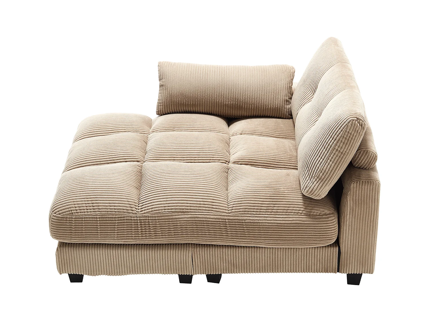 Canapé 1 place avec accoudoirs - Canapé relaxation avec 2 porte-gobelets et poches latérales - velours côtelé kaki