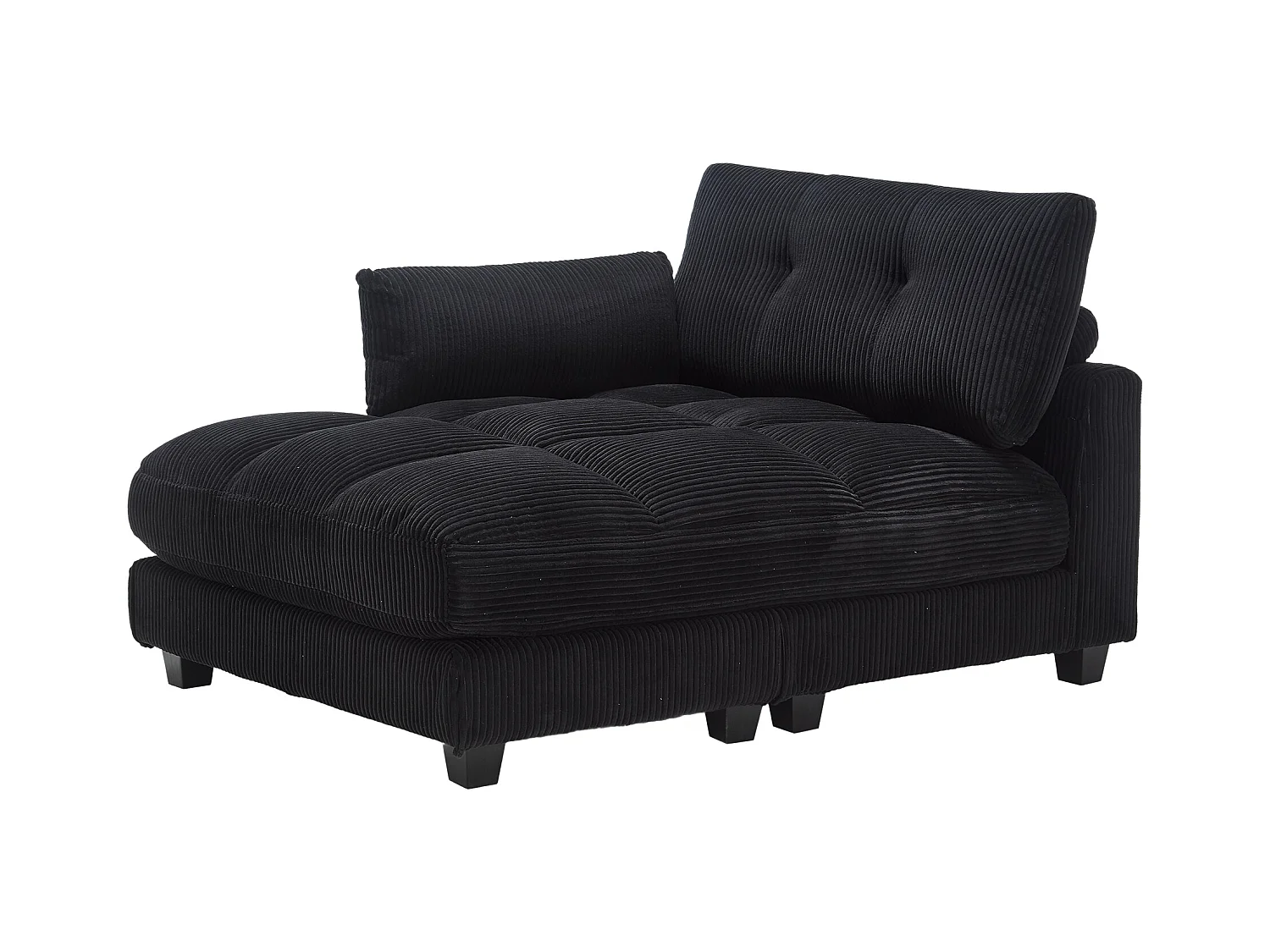 Canapé 1 place avec accoudoirs - Canapé relaxation avec 2 porte-gobelets et poches latérales - velours côtelé noir