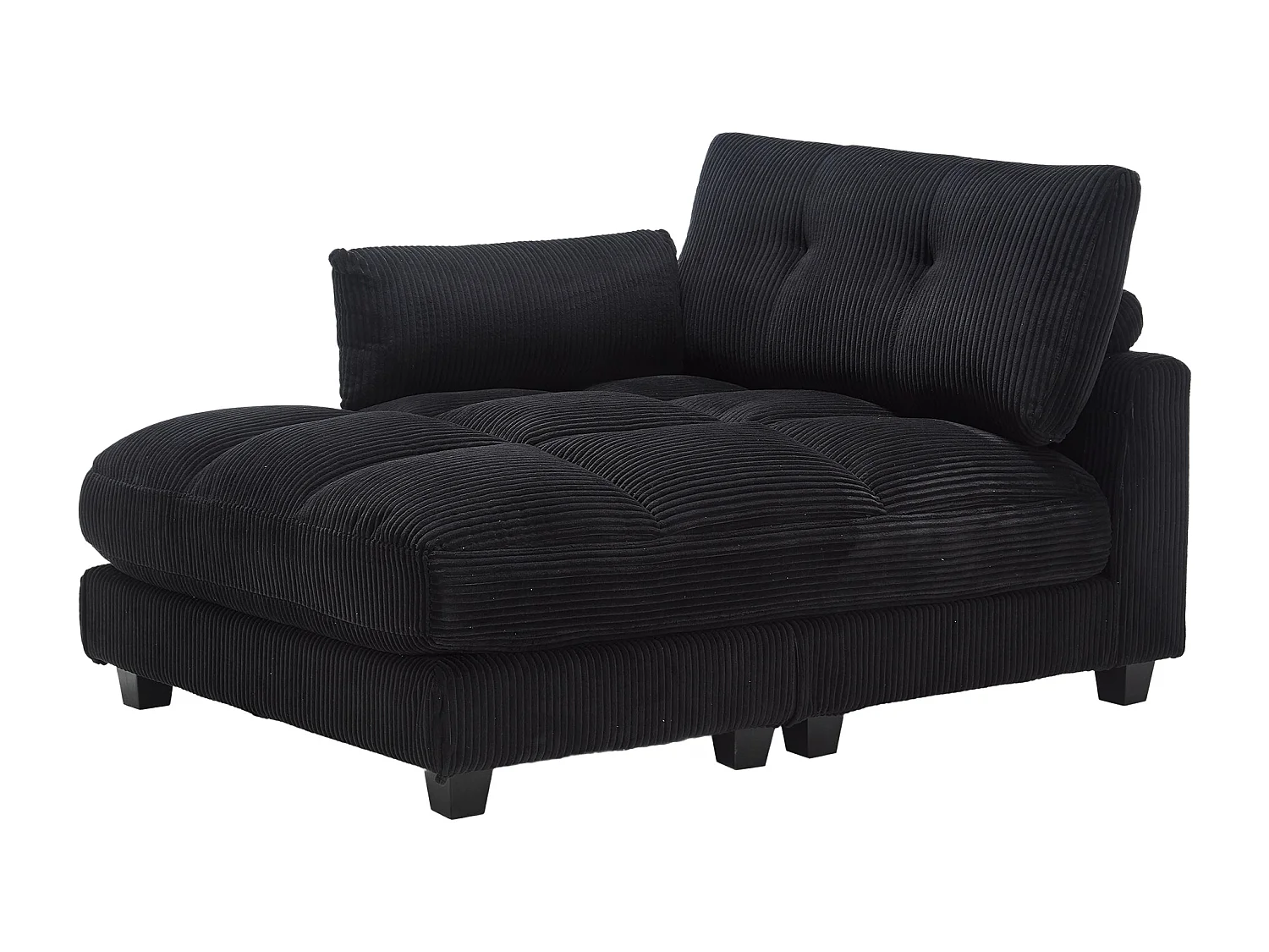 Canapé 1 place avec accoudoirs - Canapé relaxation avec 2 porte-gobelets et poches latérales - velours côtelé noir