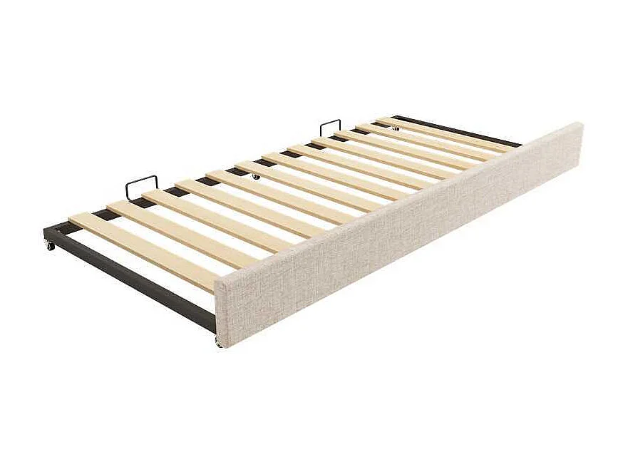 Łóżko wysuwane 90 x 190 cm - Łóżko dziecięce z dnem z listew i kojcem - beżowa pościel - materac nie jest wliczony w cenę