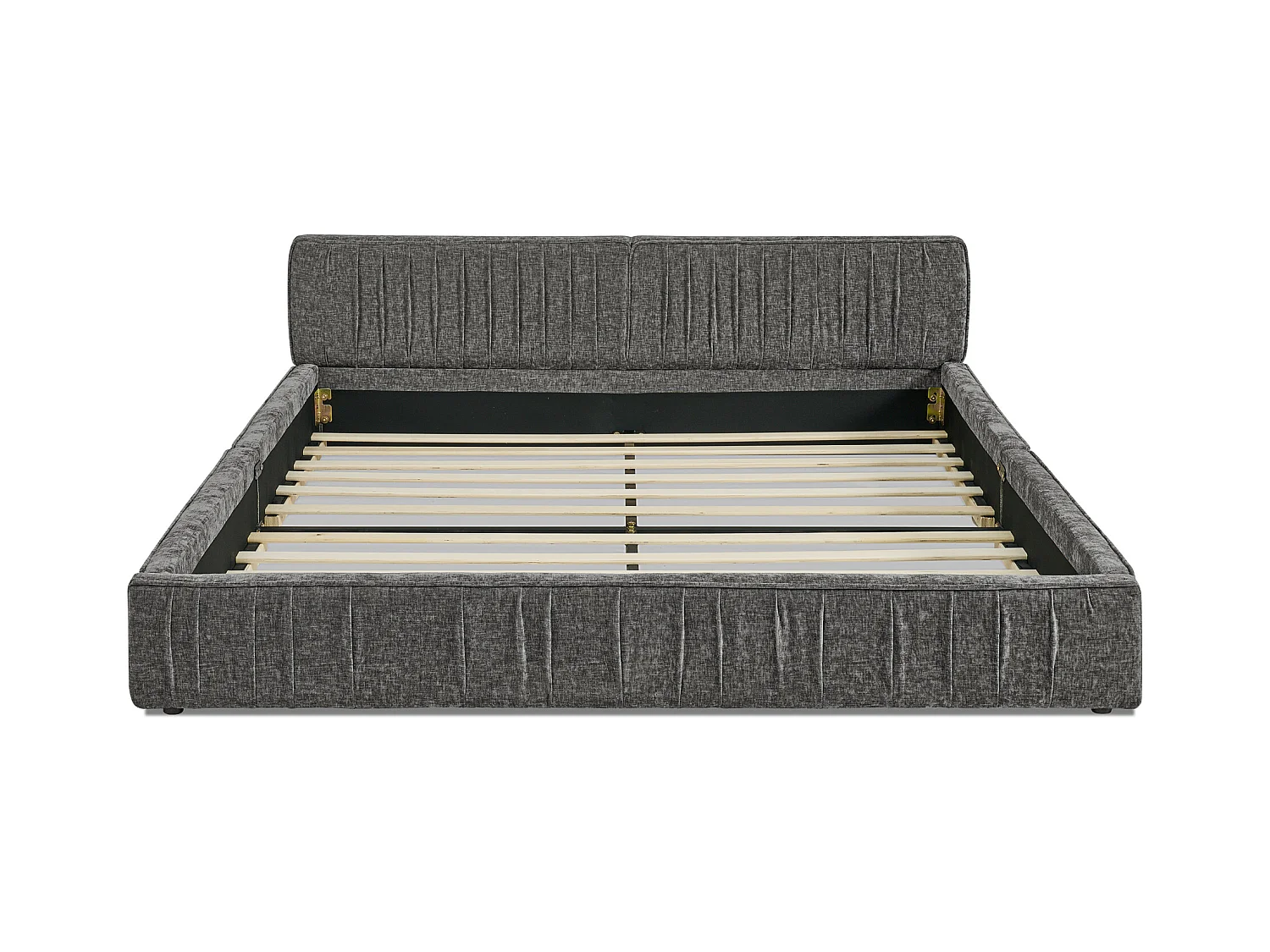 Cama individual de 140 x 200 cm - Cama para adulto con estructura de hierro resistente - Chenilla gris oscuro - Colchón no incluido