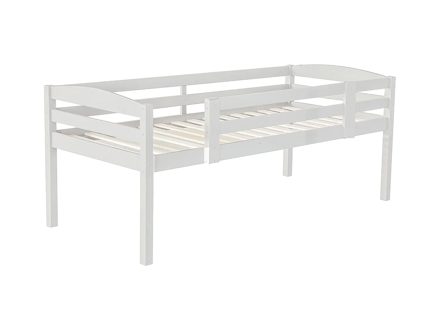Dreier-Etagenbett 90 x 200 cm - Kinderbett mit Treppe und Sicherheitsbarriere - weißes Holz - Matratze nicht enthalten