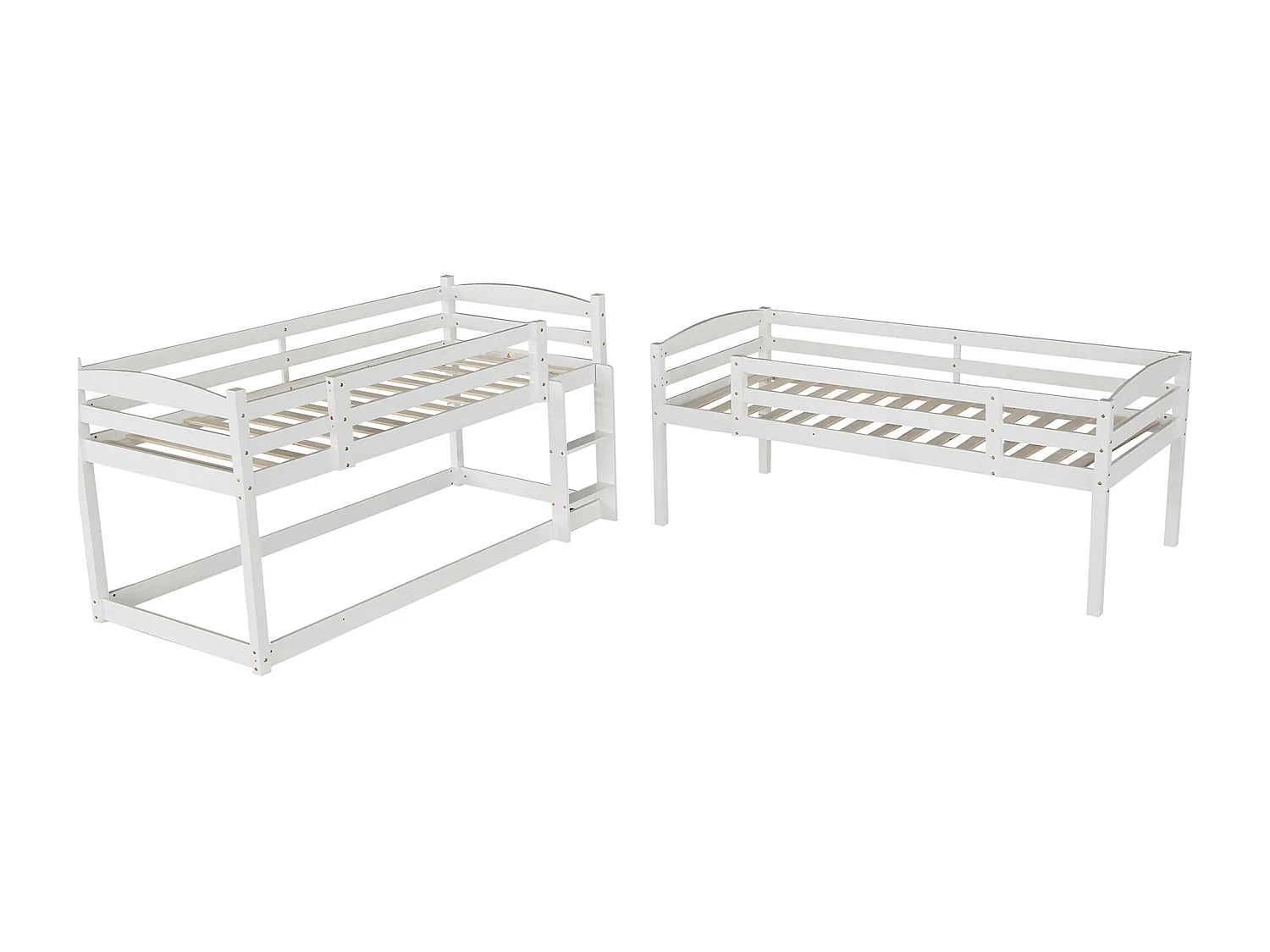 Letto a castello triplo 90 x 200 cm - Letto per bambini con scaletta e barriera di sicurezza - legno bianco - materasso non incluso