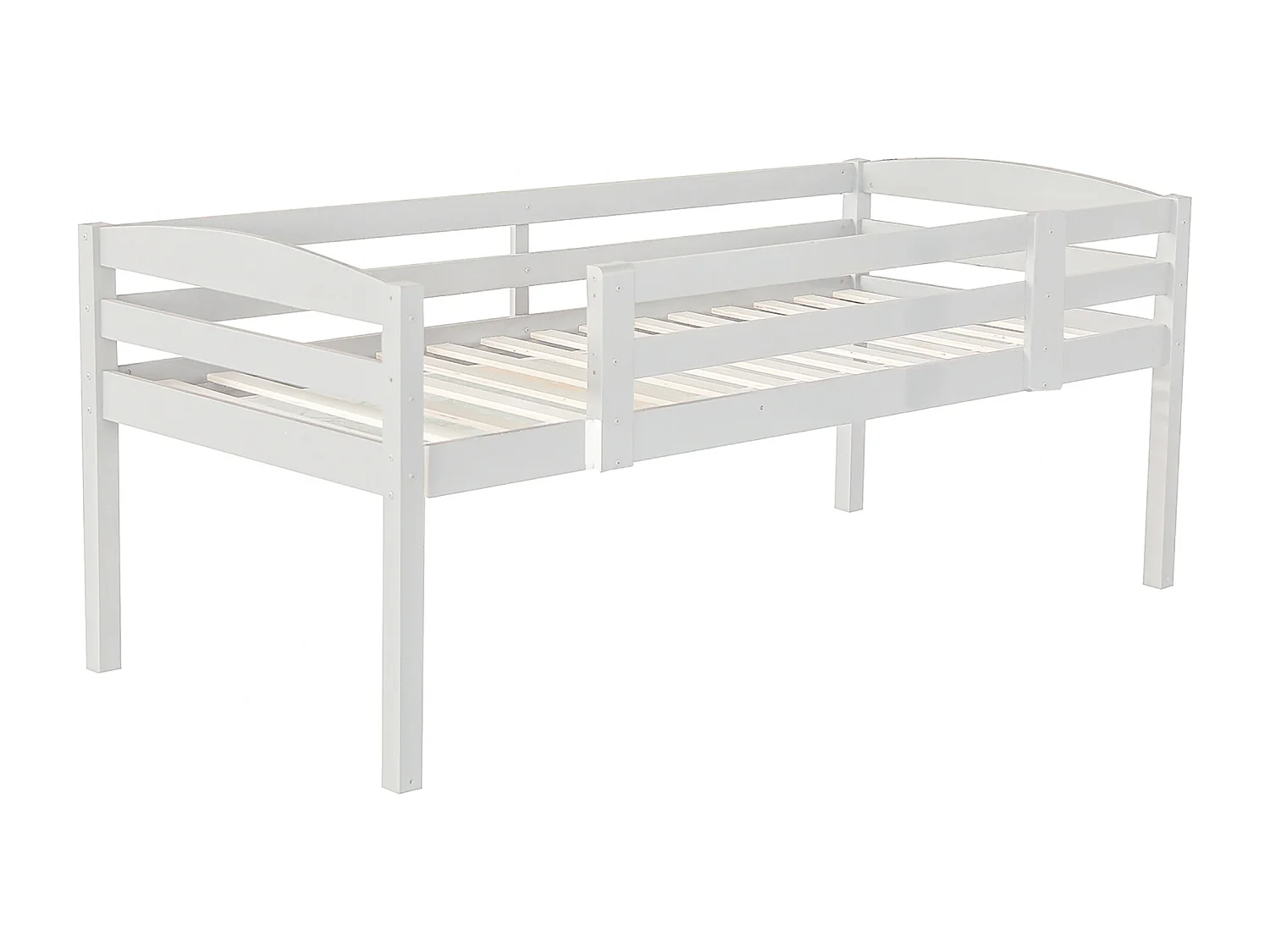 Letto a castello triplo 90 x 200 cm - Letto per bambini con scaletta e barriera di sicurezza - legno bianco - materasso non incluso