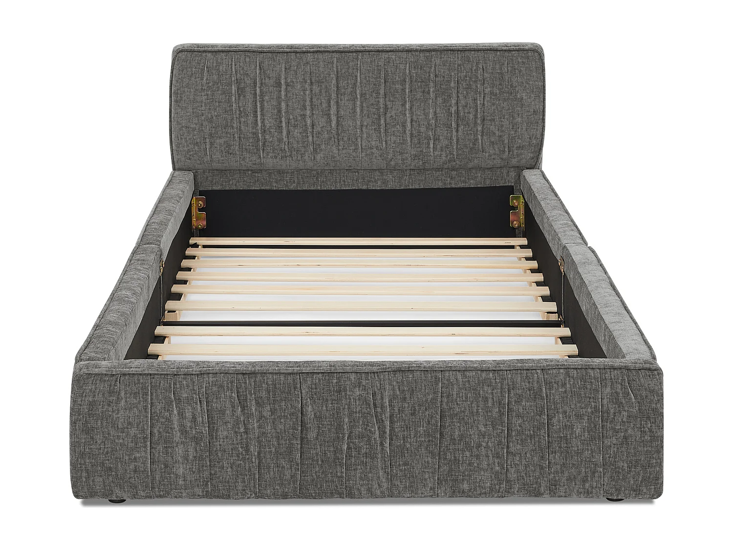 Cama individual 90 x 200 cm - Cama infantil con estructura de hierro resistente - chenilla gris oscuro - colchón no incluido