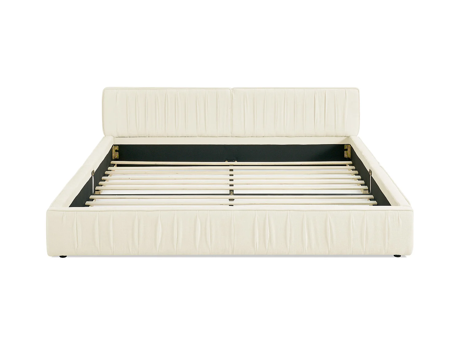 Einzelbett 140 x 200 cm – Erwachsenenbett mit stabilem Eisenrahmen – beigefarbene Chenille – Matratze nicht enthalten