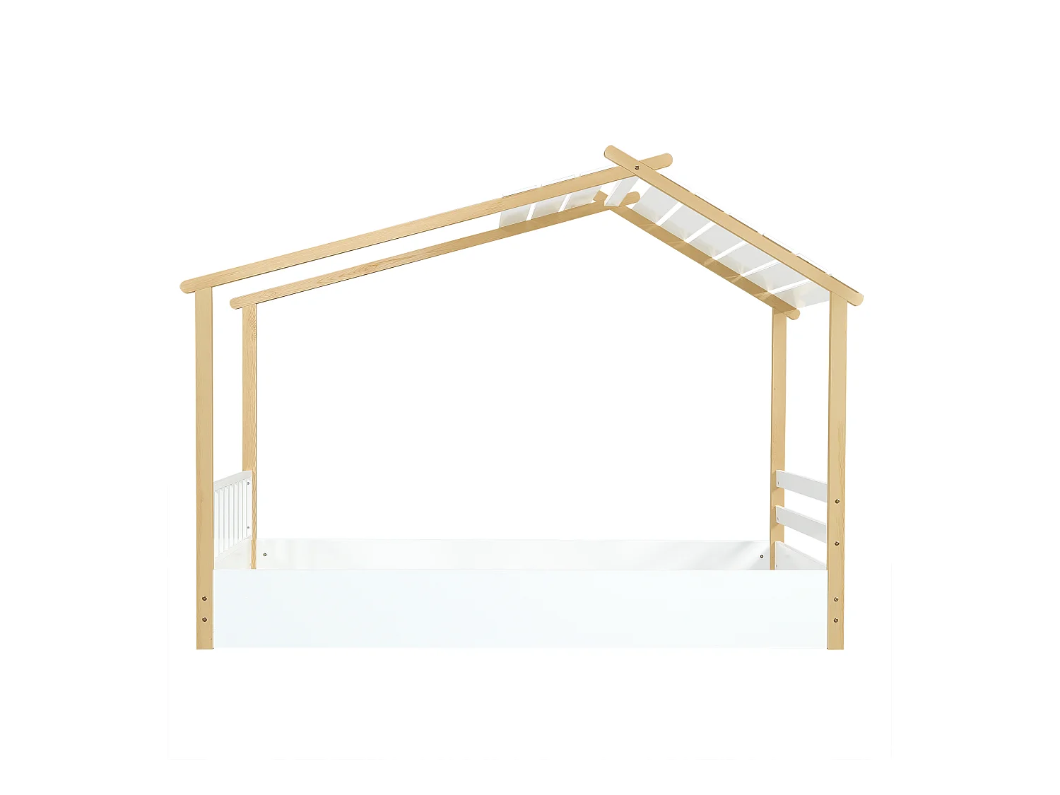 Cama individual 90 x 190 cm - Cama infantil estilo cabana de madeira - madeira branca - colchão não incluído