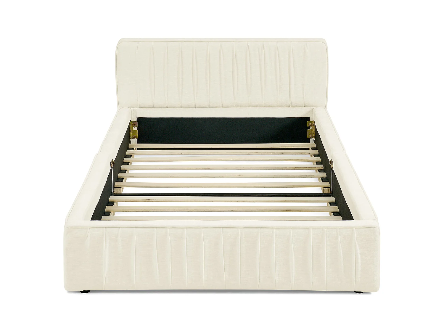 Lit simple 90 x 200 cm - Lit enfant avec cadre en fer robuste - chenille beige - matelas non inclus