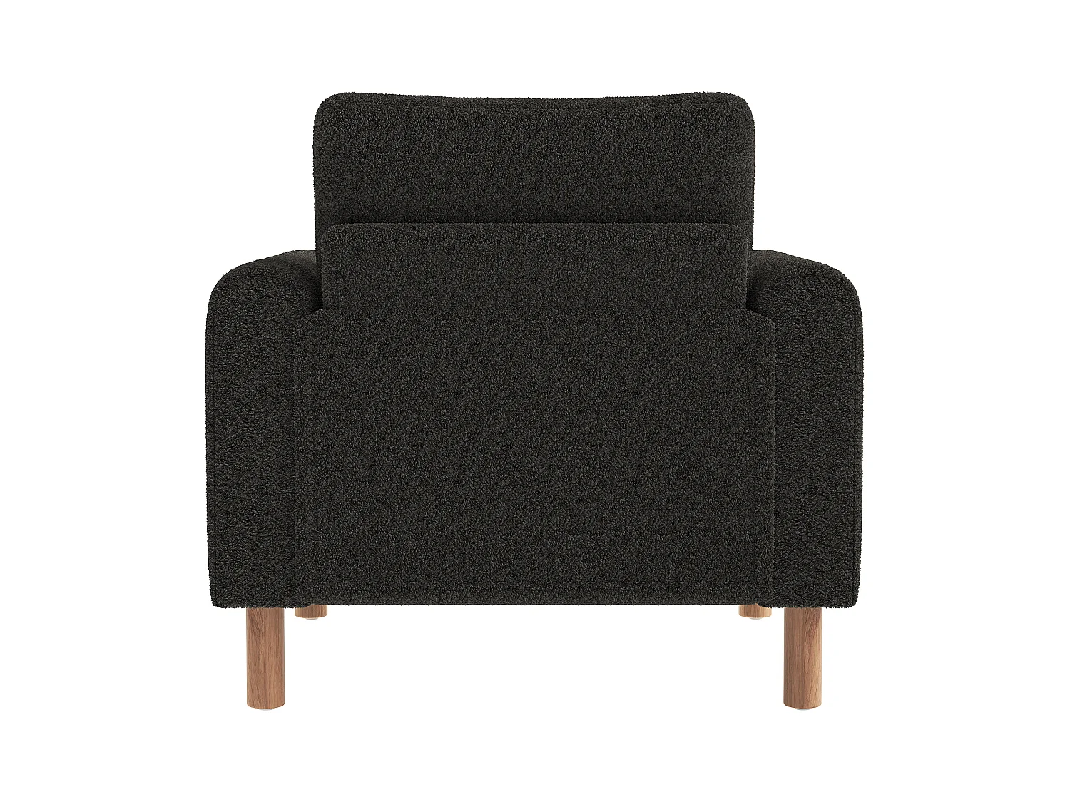 Fauteuil gris foncé - Fauteuil avec dossier et accoudoirs - pieds et coussins en bois - velours teddy
