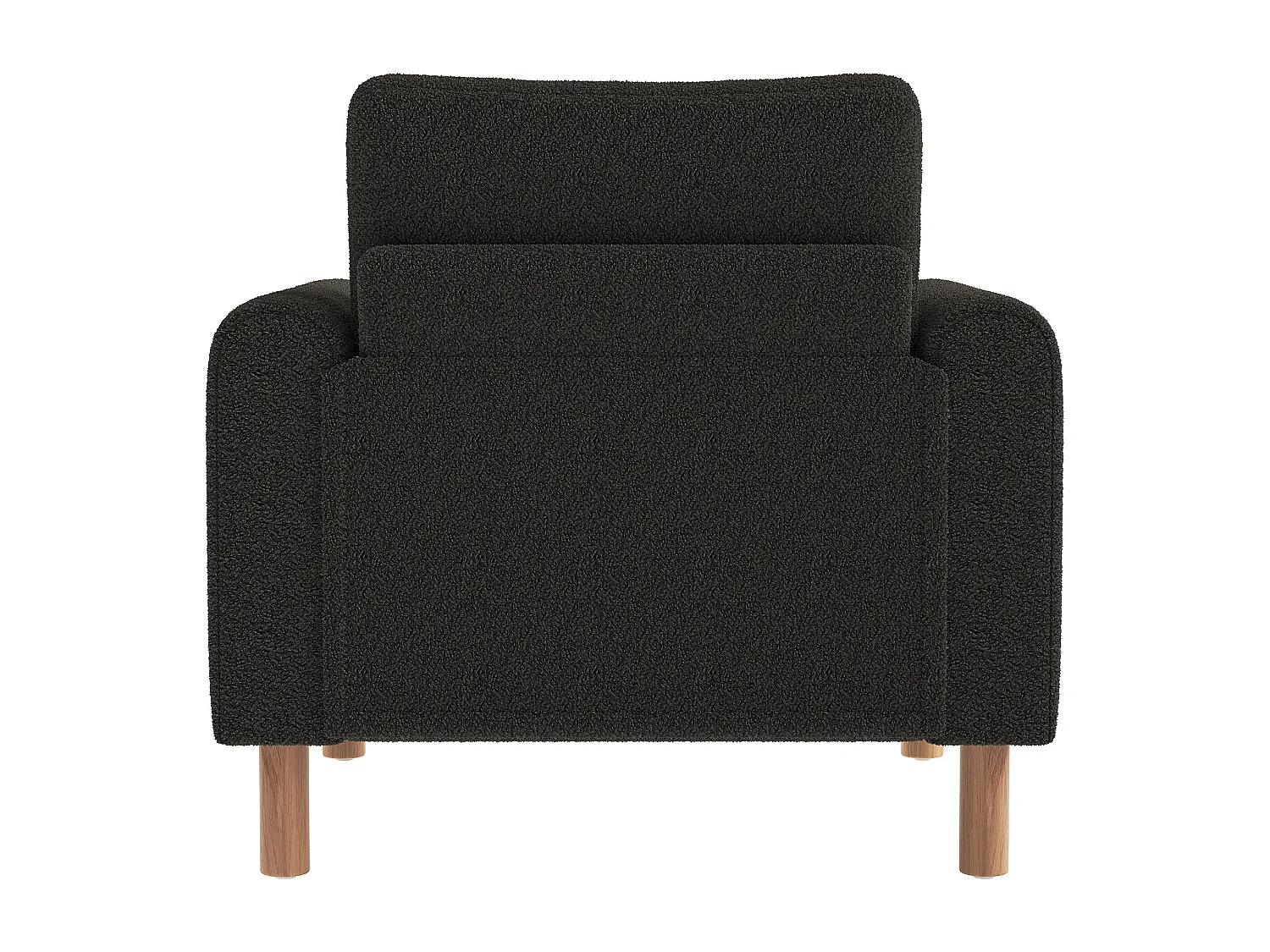 Fauteuil gris foncé - Fauteuil avec dossier et accoudoirs - pieds et coussins en bois - velours teddy