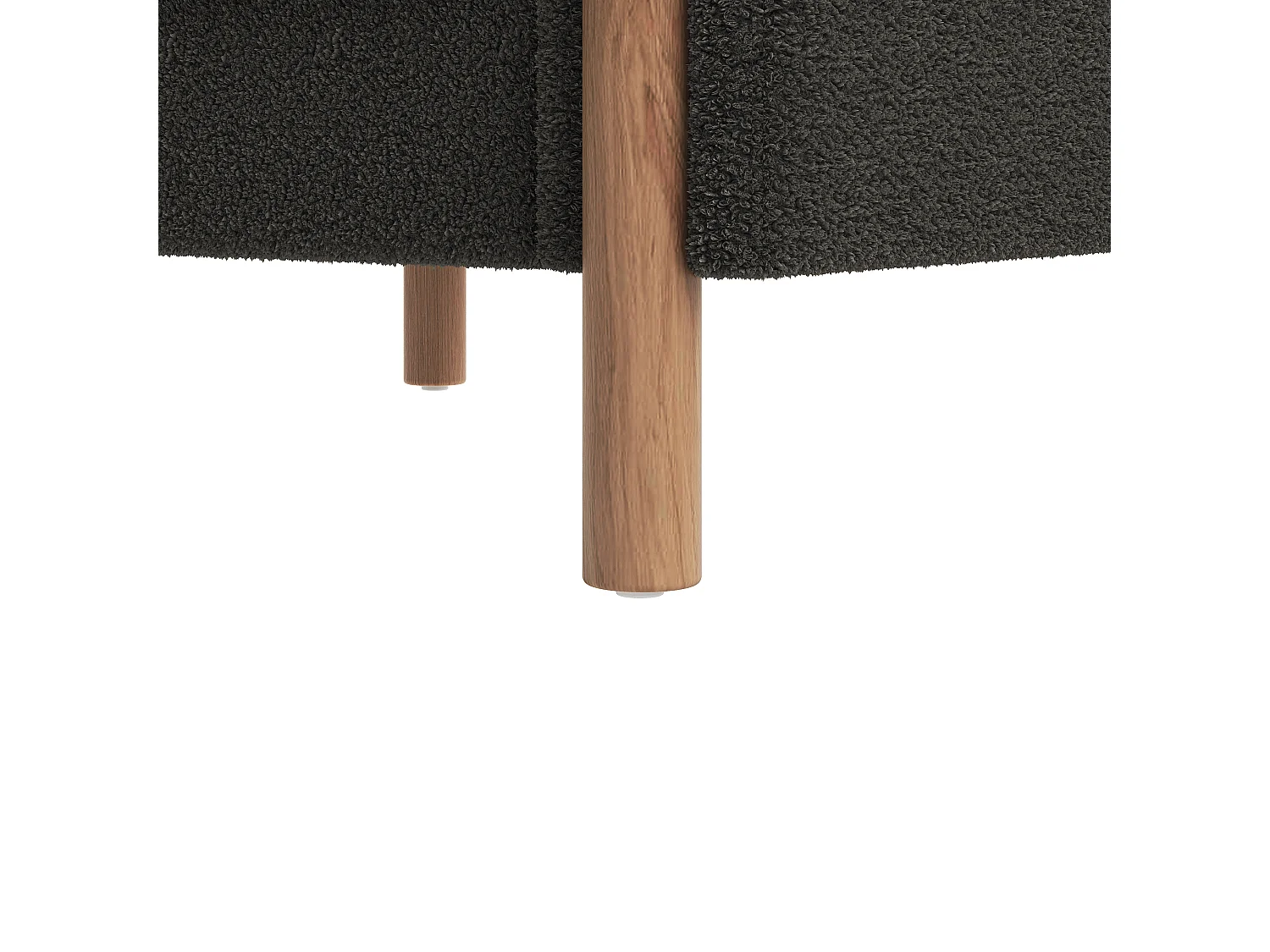 Fauteuil gris foncé - Fauteuil avec dossier et accoudoirs - pieds et coussins en bois - velours teddy