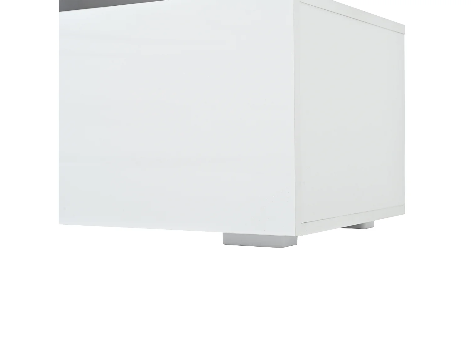 TV-meubel in glanzend wit - TV-meubel met 2 deuren en 1 lade - LED-verlichting en open opbergruimte