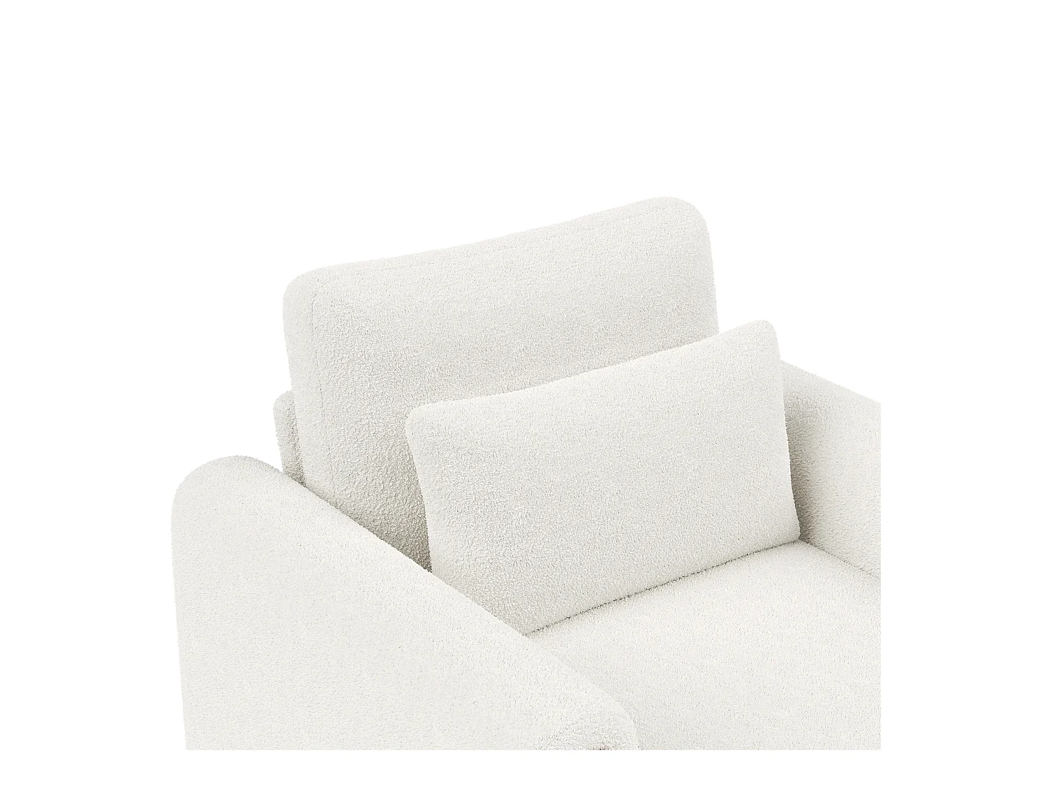 Fauteuil blanc - Fauteuil avec dossier et accoudoirs - pieds et coussins en bois - velours teddy