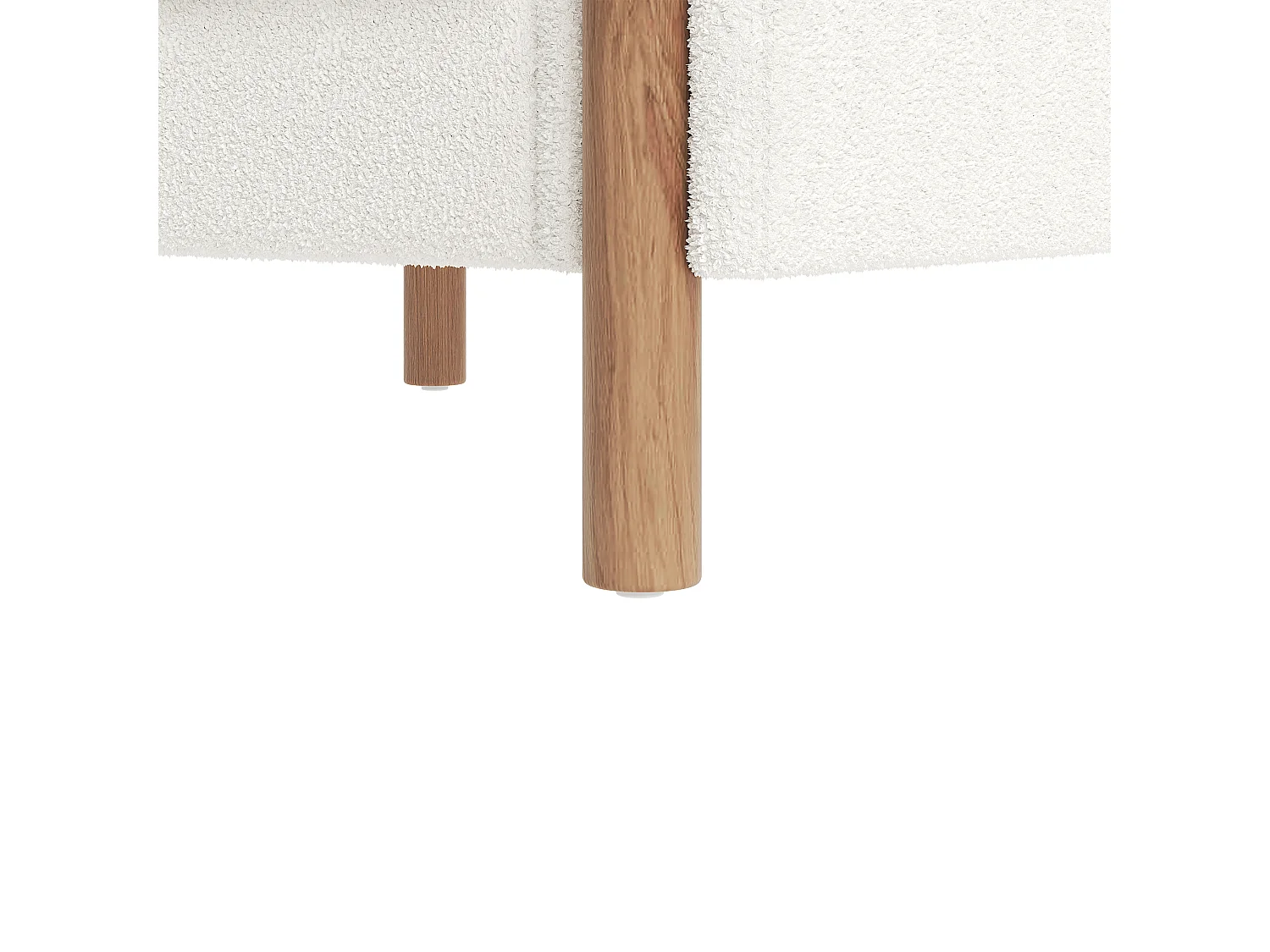 Fauteuil blanc - Fauteuil avec dossier et accoudoirs - pieds et coussins en bois - velours teddy