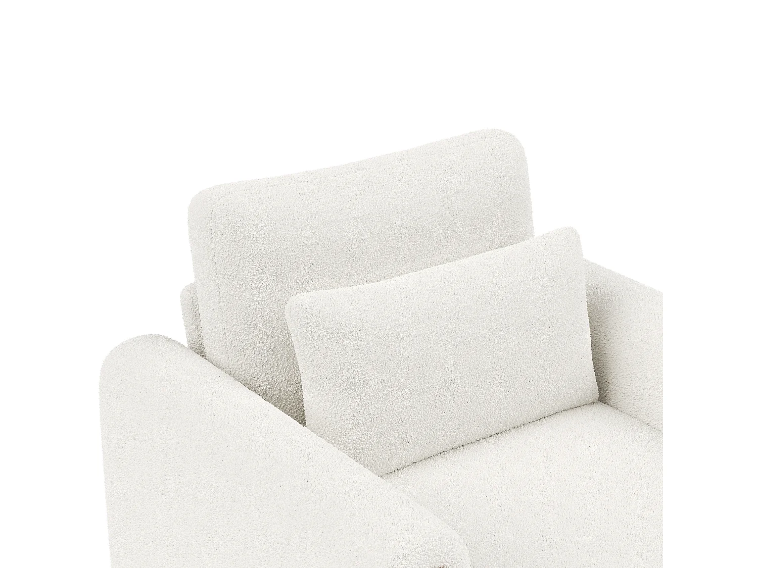 Fauteuil blanc - Fauteuil avec dossier et accoudoirs - pieds et coussins en bois - velours teddy