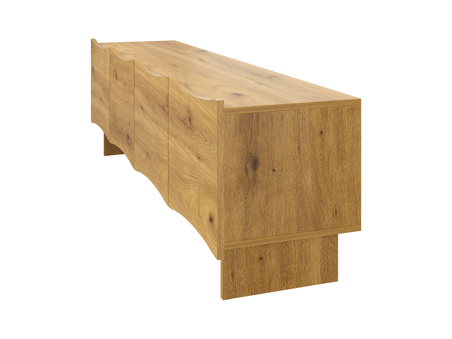 Meuble TV bois - Meuble TV à quatre portes et pieds en bois - portes à motifs ondulés