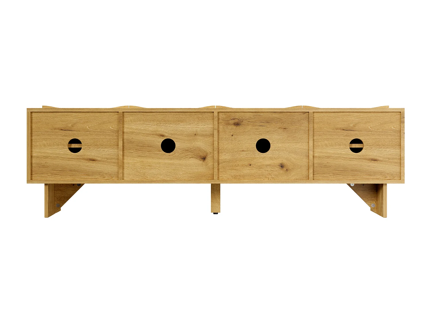 Meuble TV bois - Meuble TV à quatre portes et pieds en bois - portes à motifs ondulés