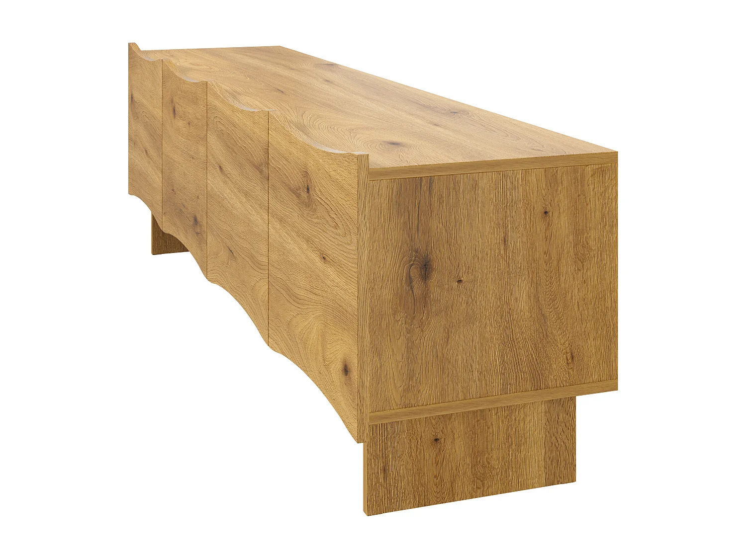 Meuble TV bois - Meuble TV à quatre portes et pieds en bois - portes à motifs ondulés