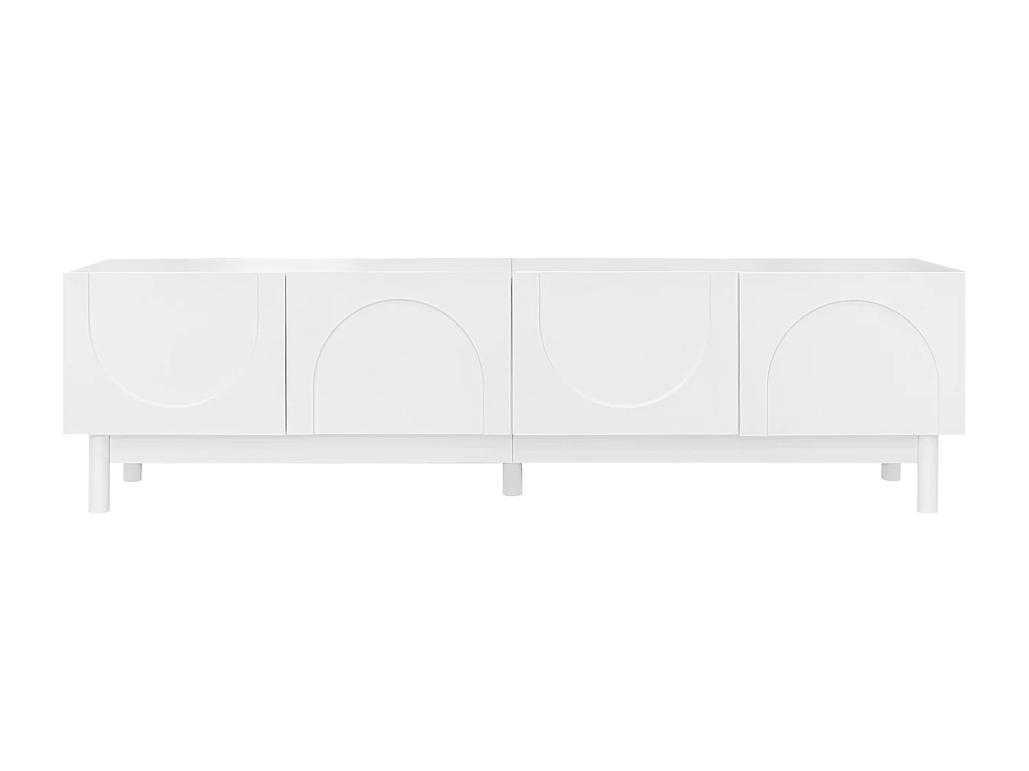 Mobile TV bianco - Mobile TV a 4 ante con gambe in legno massello - design senza maniglie