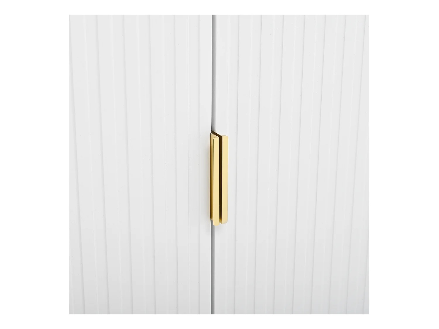 Meuble TV blanc - Meuble TV avec 3 portes et 2 tiroirs - poignées et pieds réglables dorés