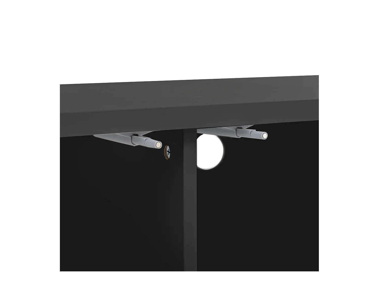 Meuble TV noir - Meuble TV à 4 portes avec structure en treillis - touches dorées et pieds réglables