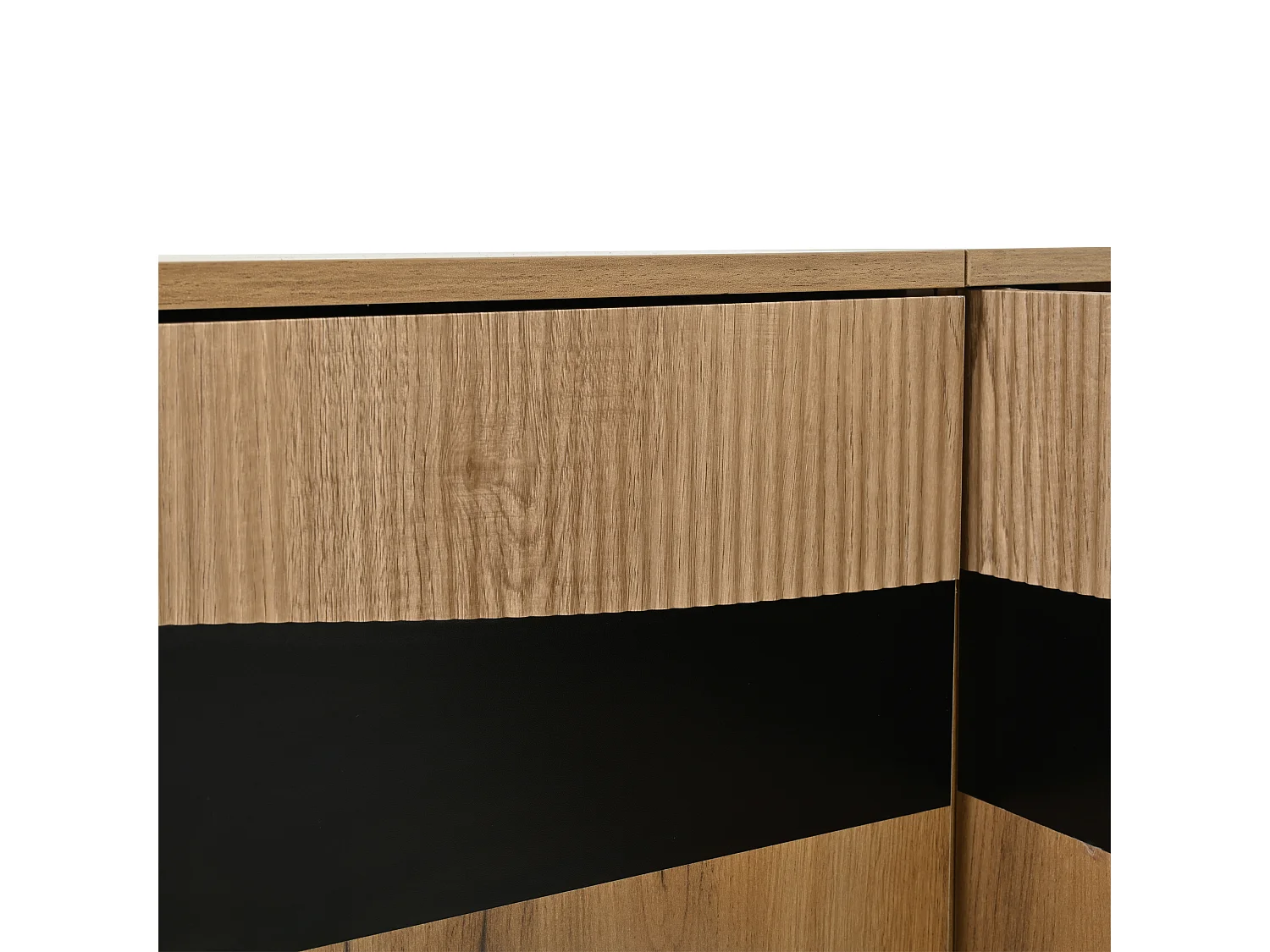 TV-Ständer aus Holz und Schwarz – Fernsehschrank mit 4 Türen und 8 Beinen – Passend für Fernseher bis zu 75 Zoll