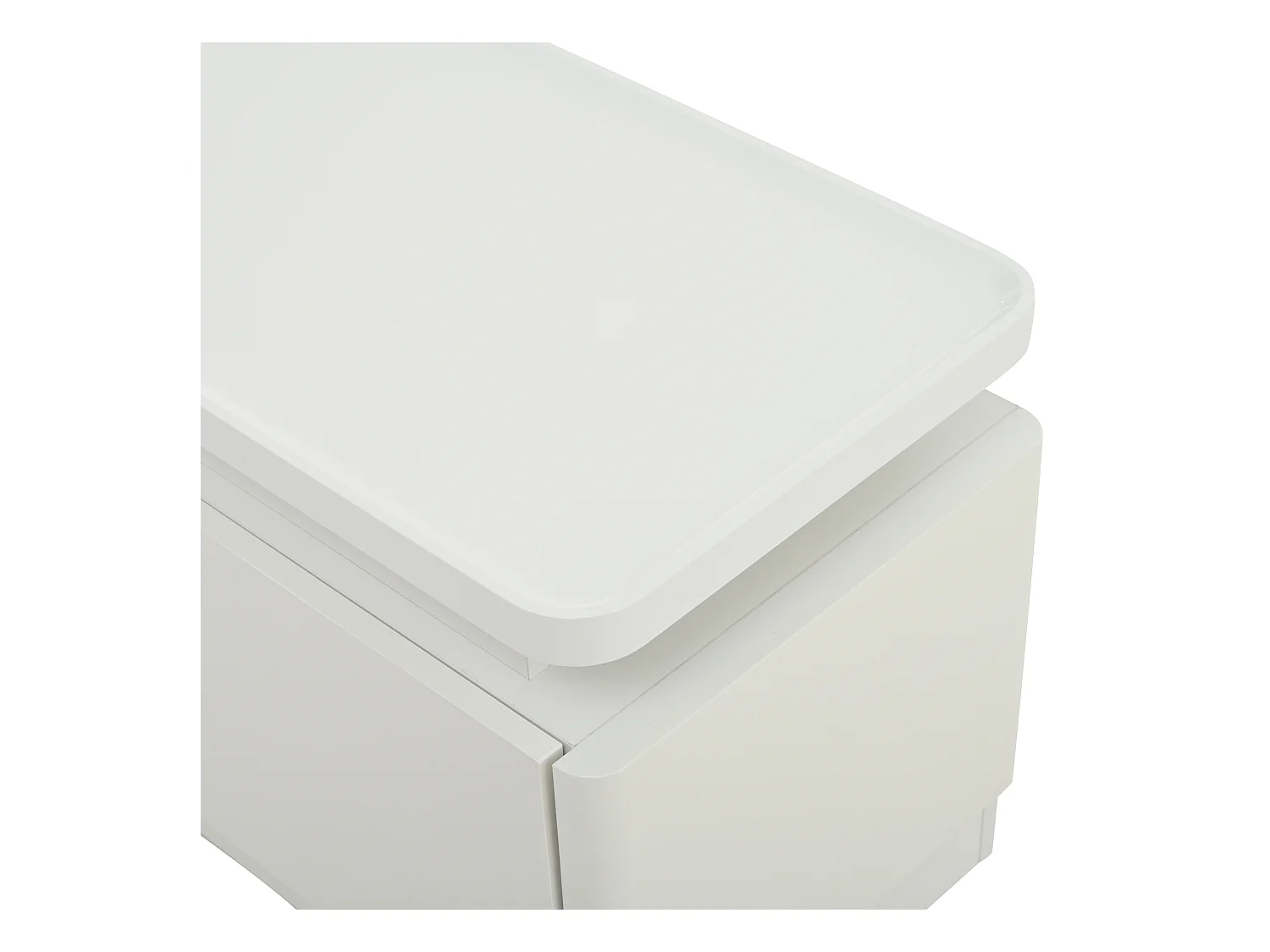 Meuble TV blanc brillant - Meuble TV avec éclairage LED et 4 tiroirs - compatible avec les téléviseurs d'environ 80 pouces