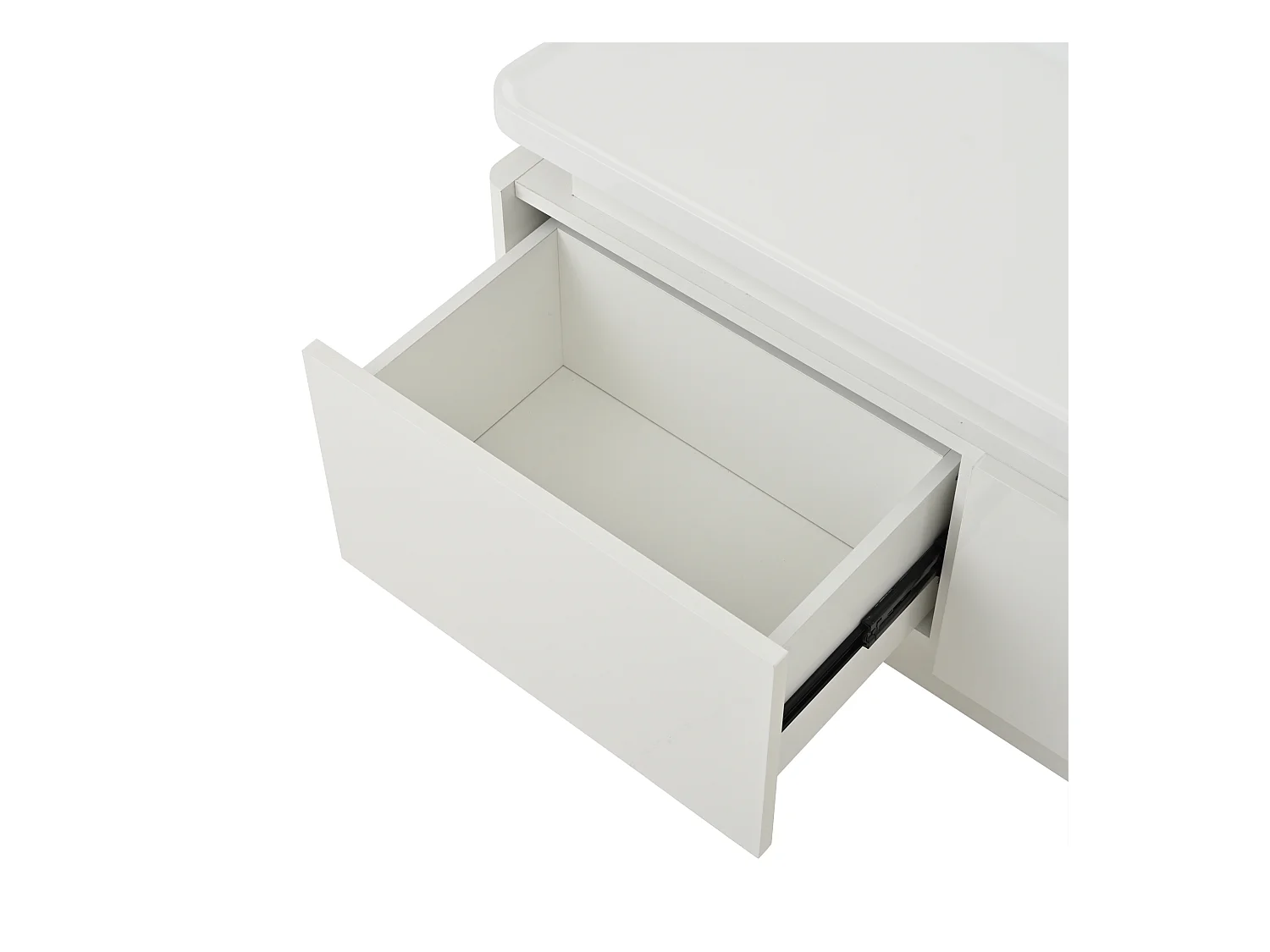 Meuble TV blanc brillant - Meuble TV avec éclairage LED et 4 tiroirs - compatible avec les téléviseurs d'environ 80 pouces