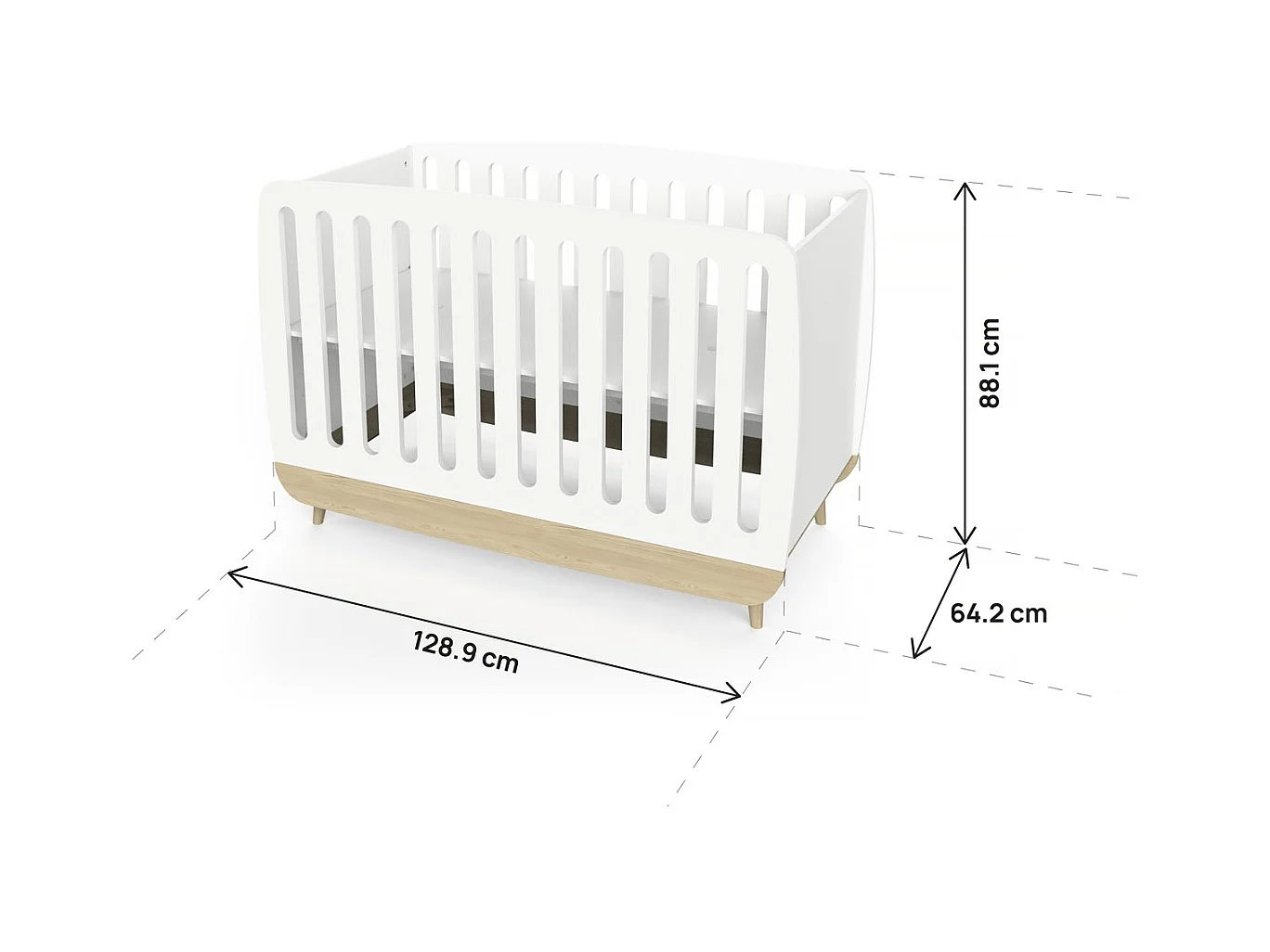 Lit berceau bébé " Firmiana " - 60 x 120 cm - Blanc mat