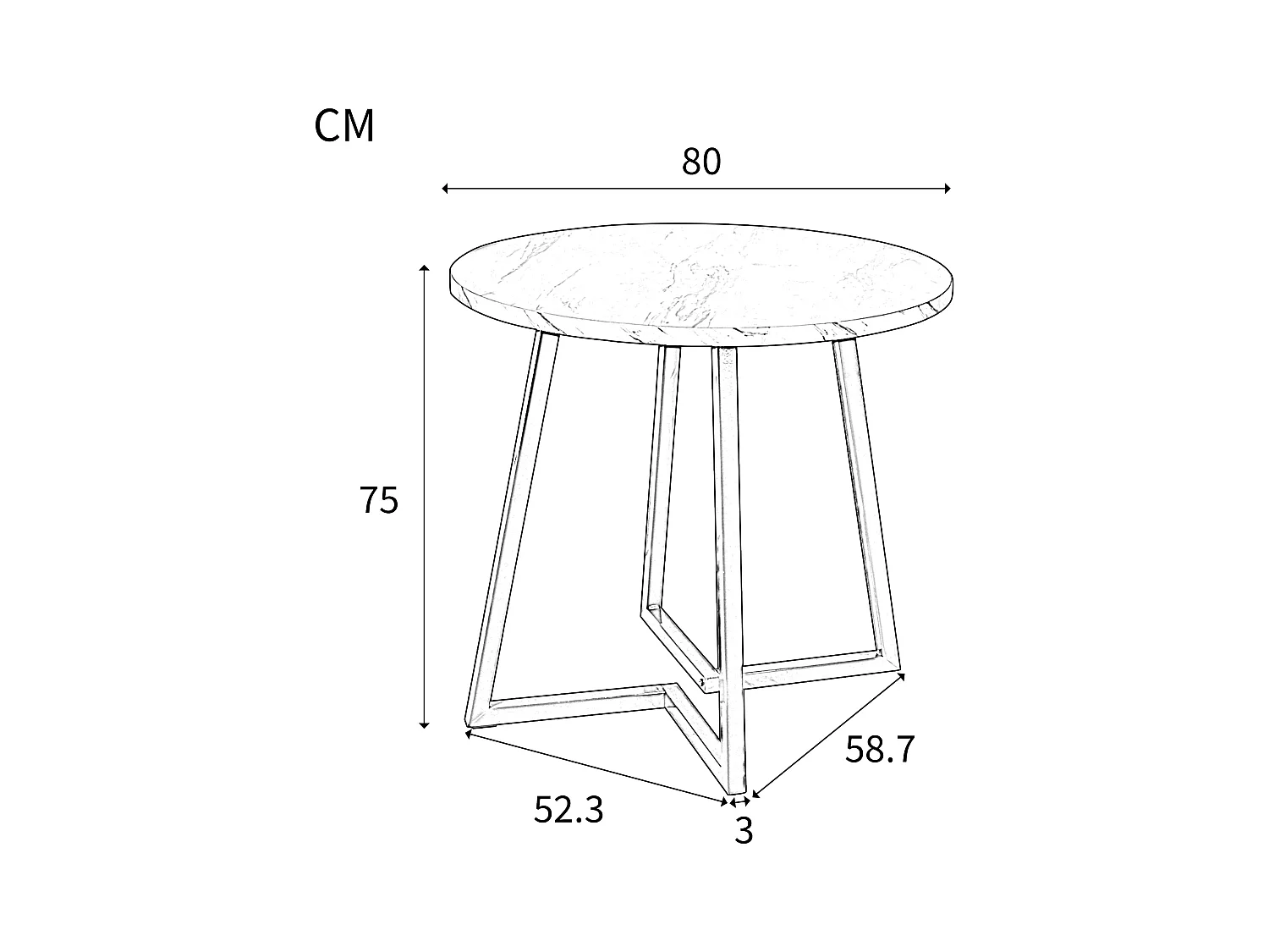Table à manger blanc - Table à manger avec plateau en MDF et pieds en métal doré - décoration à motifs