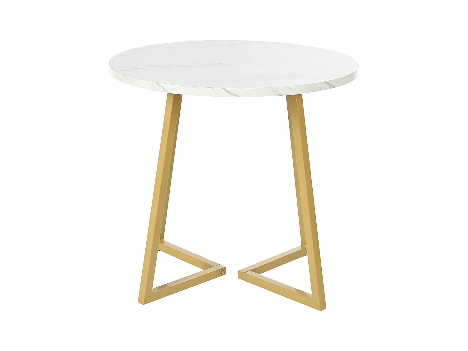 Table à manger blanc - Table à manger avec plateau en MDF et pieds en métal doré - décoration à motifs