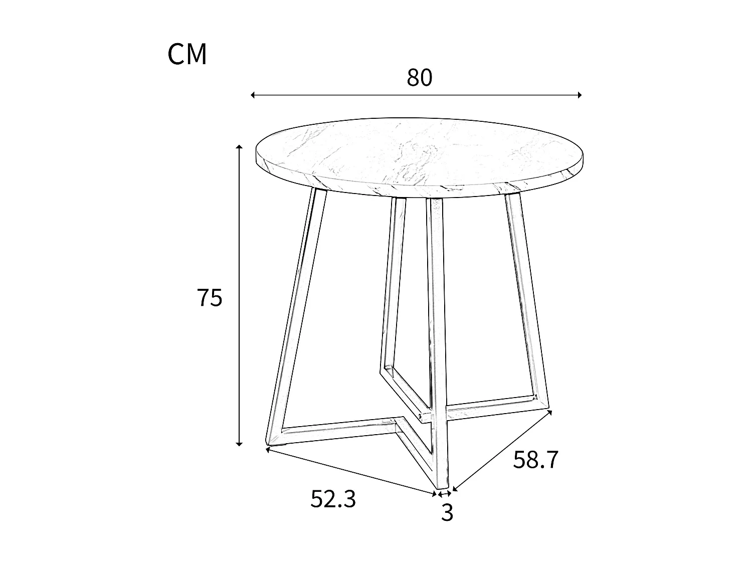 Table à manger blanc - Table à manger avec plateau en MDF et pieds en métal doré - décoration à motifs