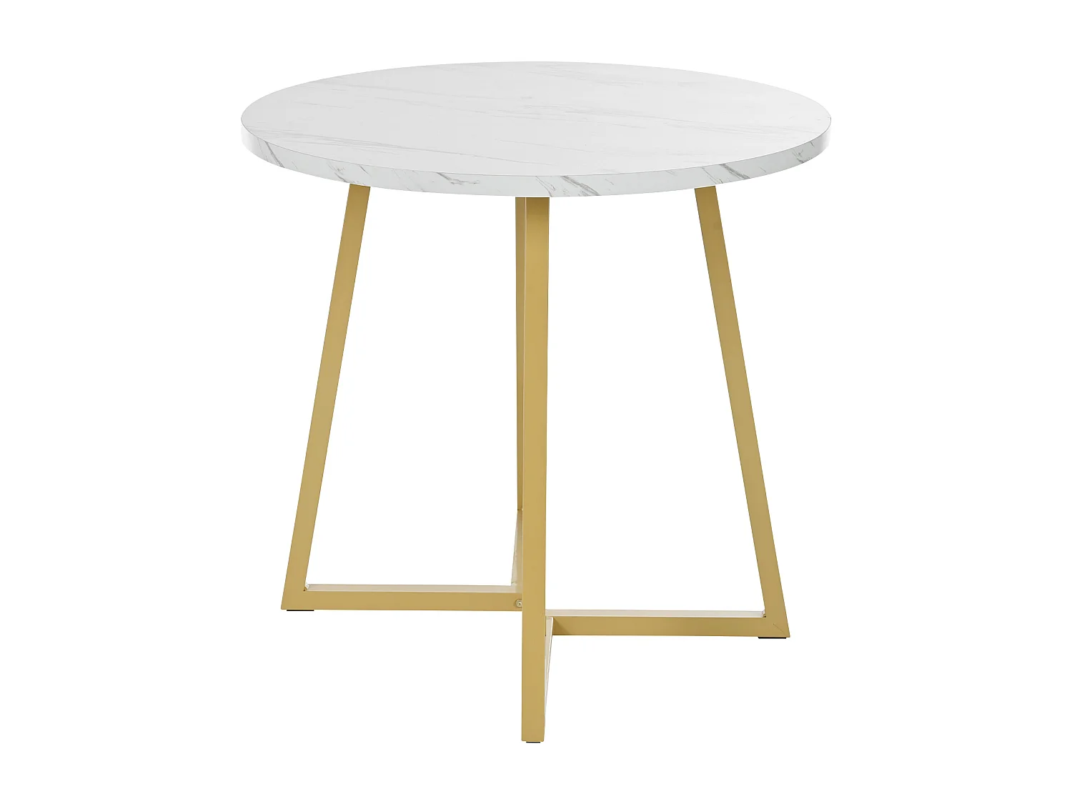 Table à manger blanc - Table à manger avec plateau en MDF et pieds en métal doré - décoration à motifs